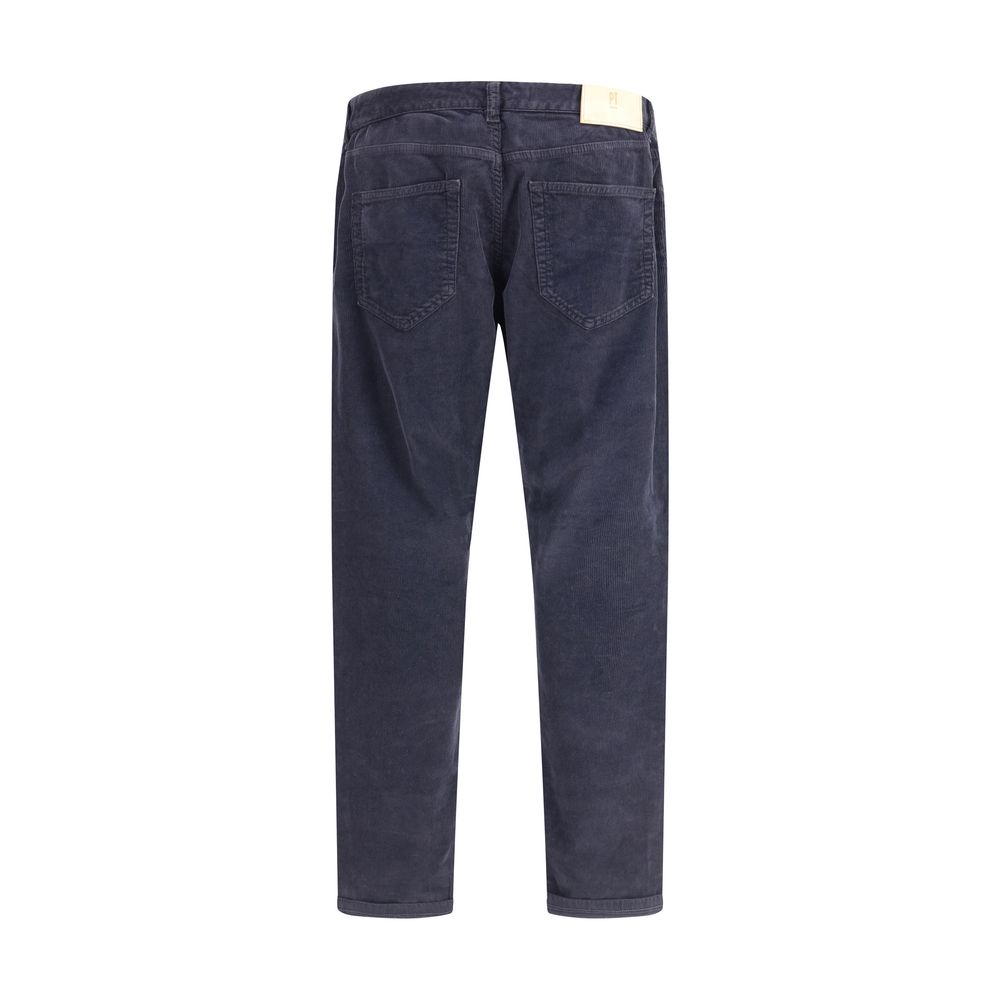 Blue Cotton Casual Pants