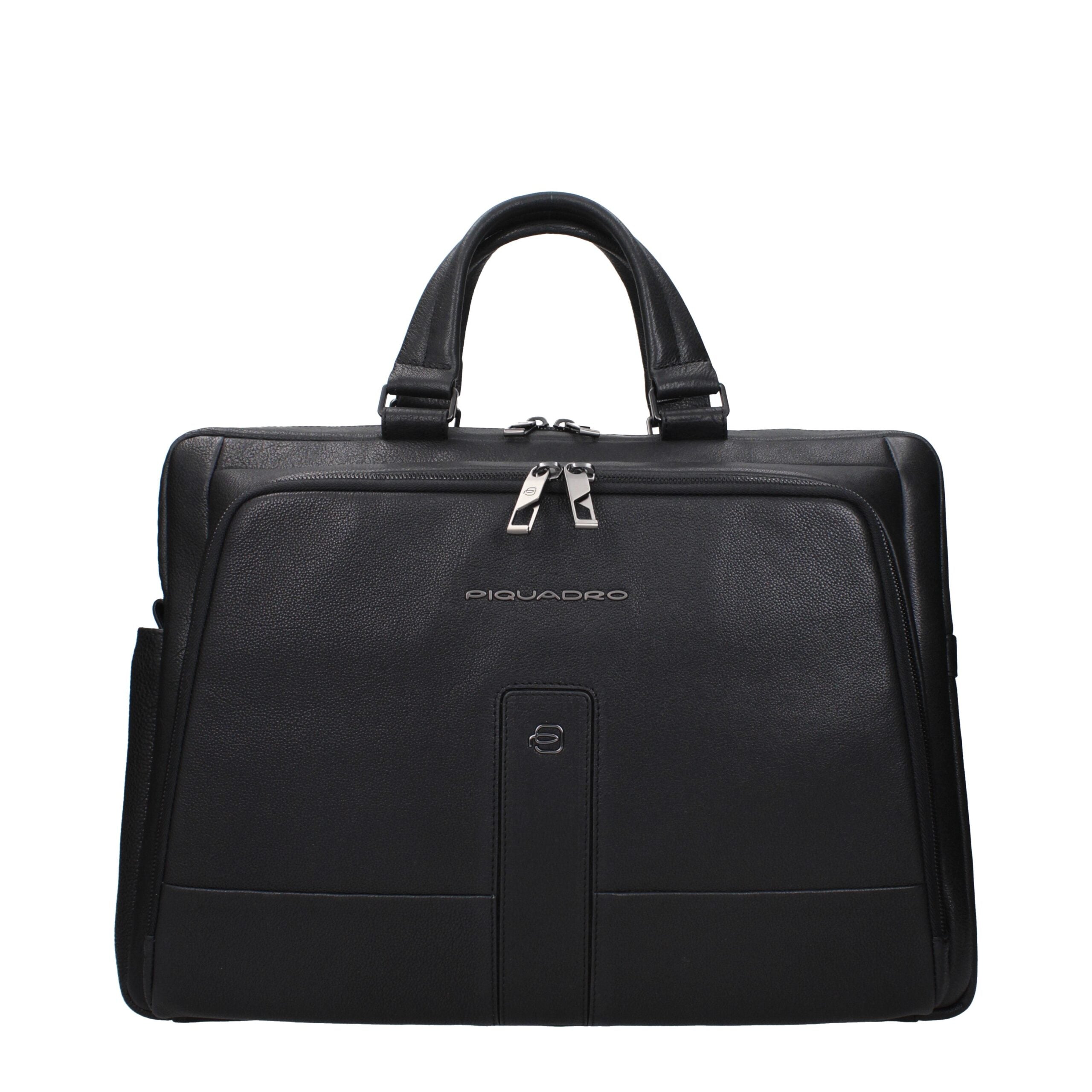 Black Leather Business And Laptop Bag