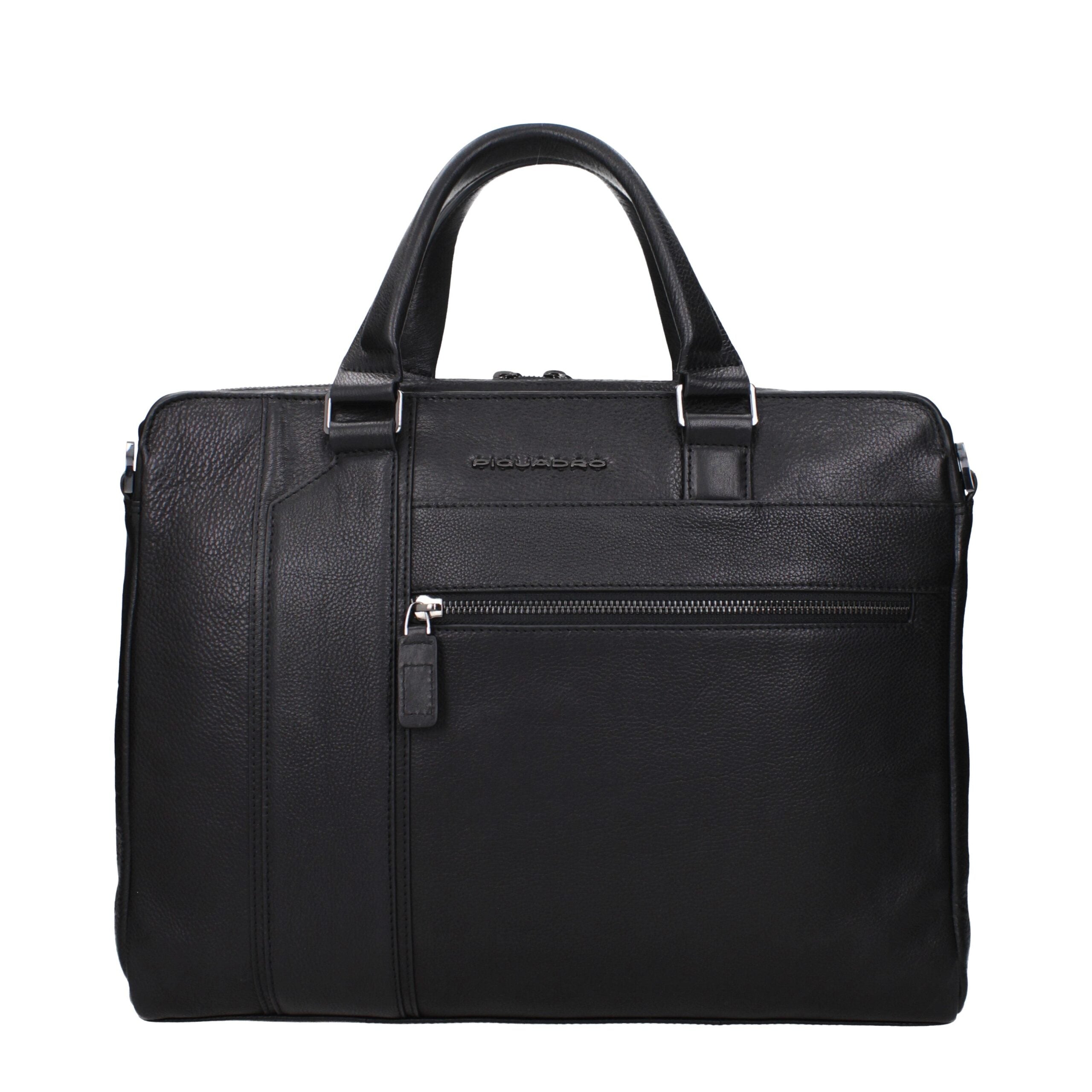 Black Leather Business And Laptop Bag