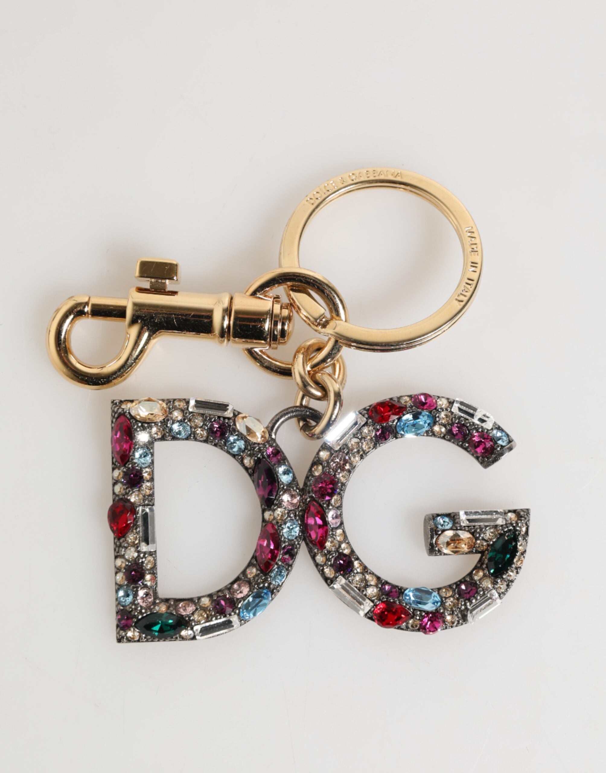 Multicolor Crystal DG Logo Gold Keychain Charm Keyring