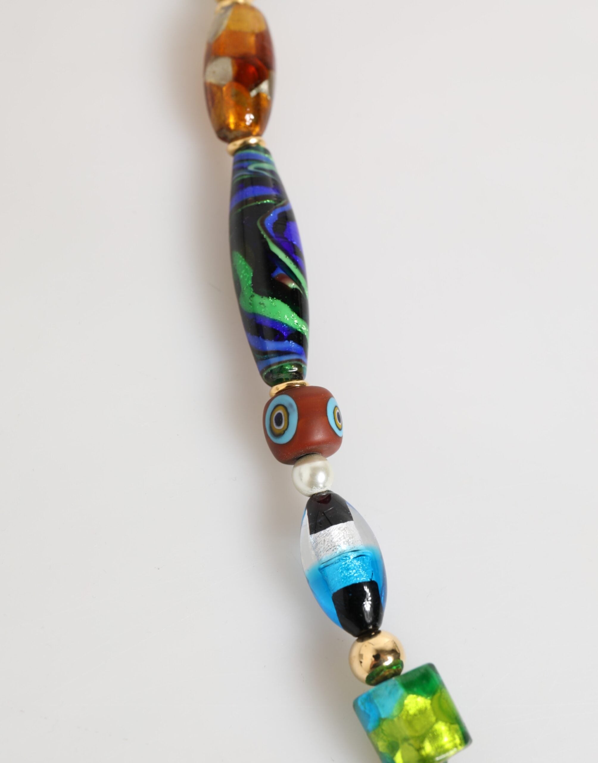 Multicolor Murano Glass Beads Brass Women Jewelry Necklace