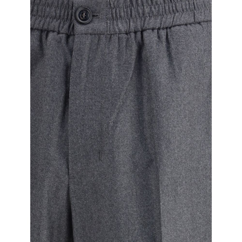 Gray Fleece Wool Casual Pants