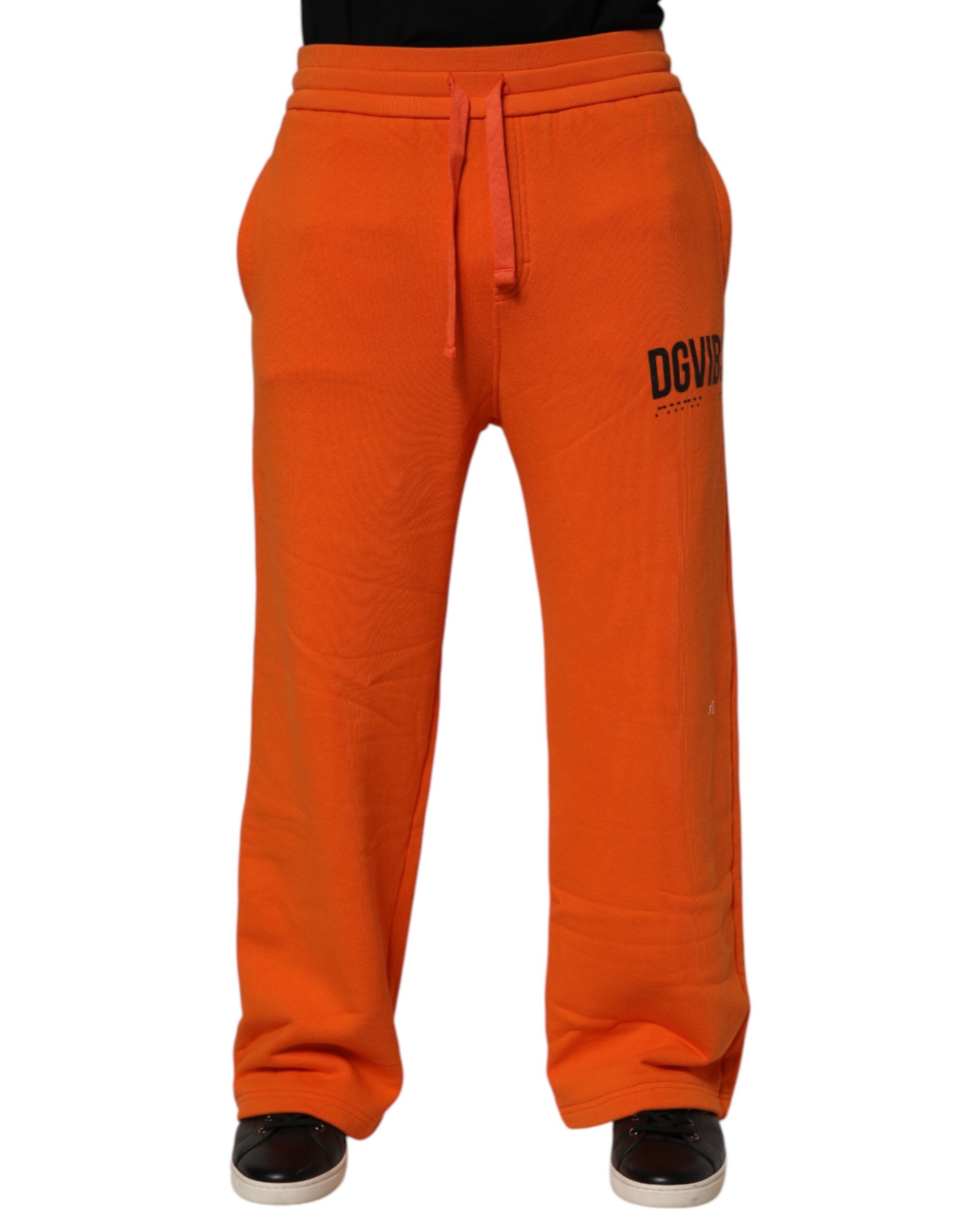 Orange Cotton DG VIB3 Logo Drawstring Sweatpants Pants