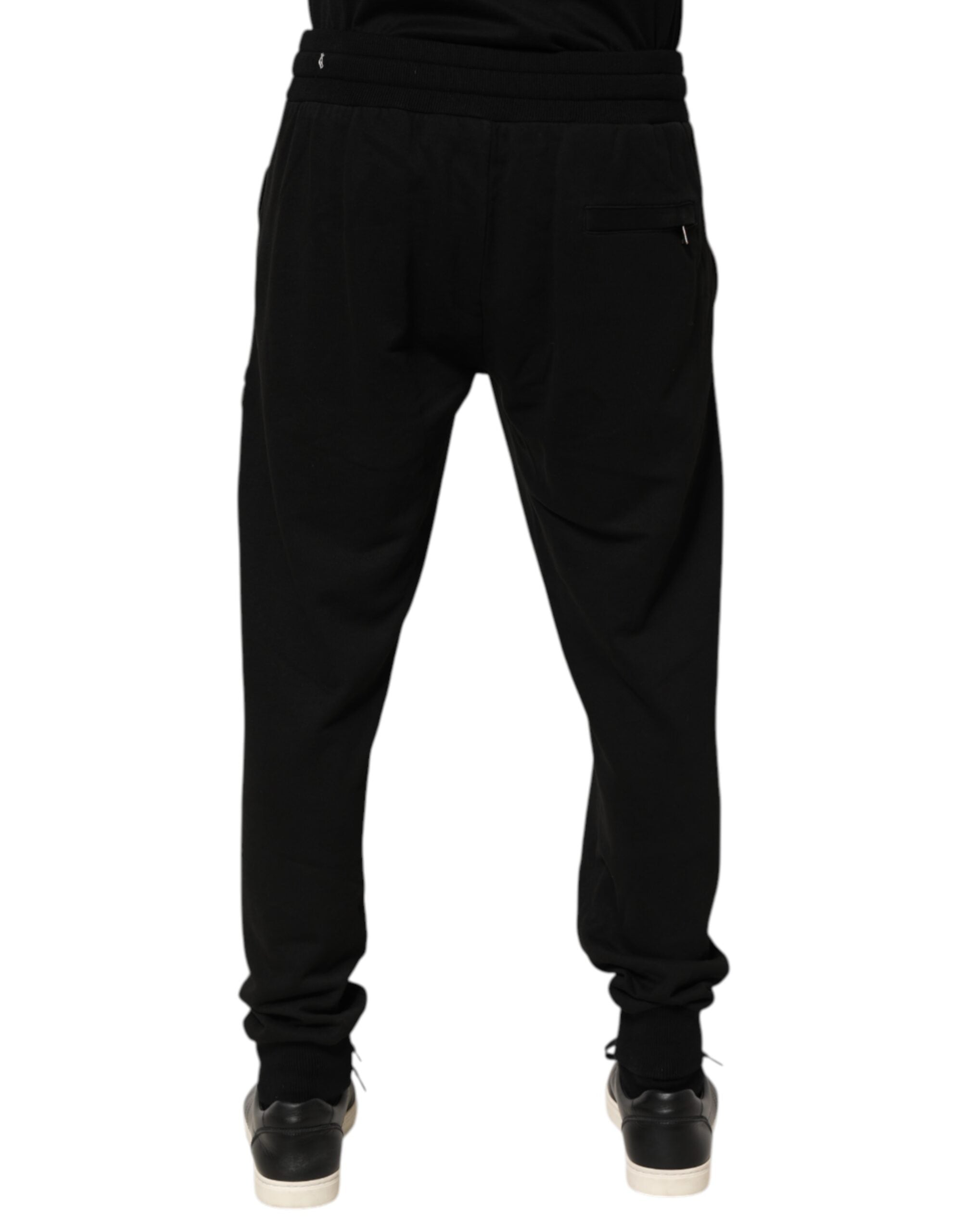 Black Cotton DG Logo Men Jogger Pants