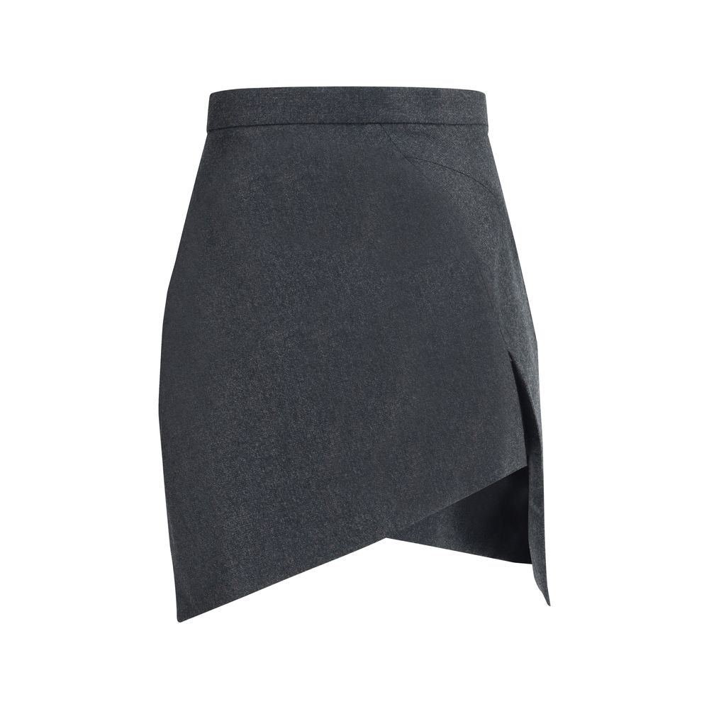 Gray Wool Mini Skirt