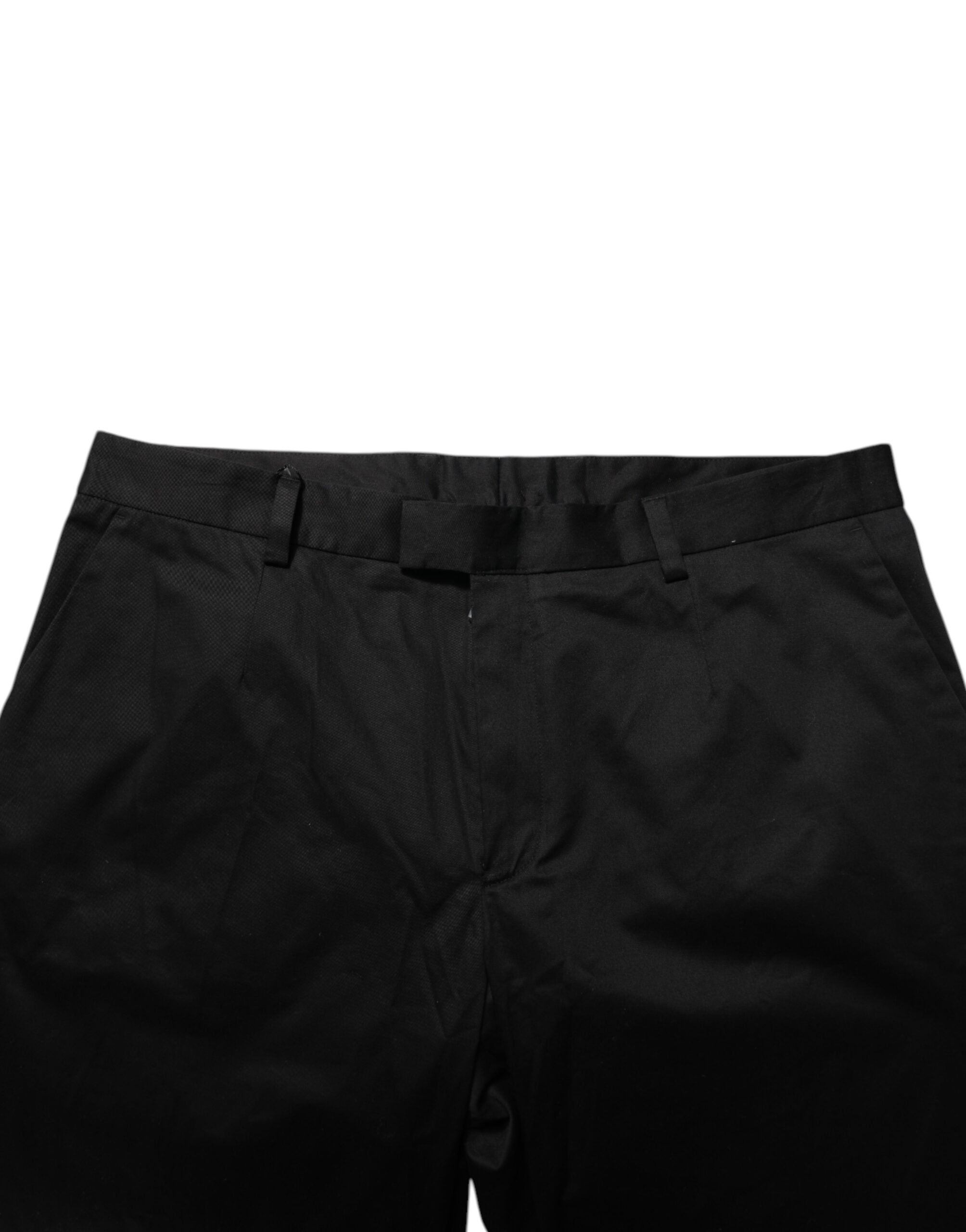 Black Cotton Stretch Casual Trouser Pants