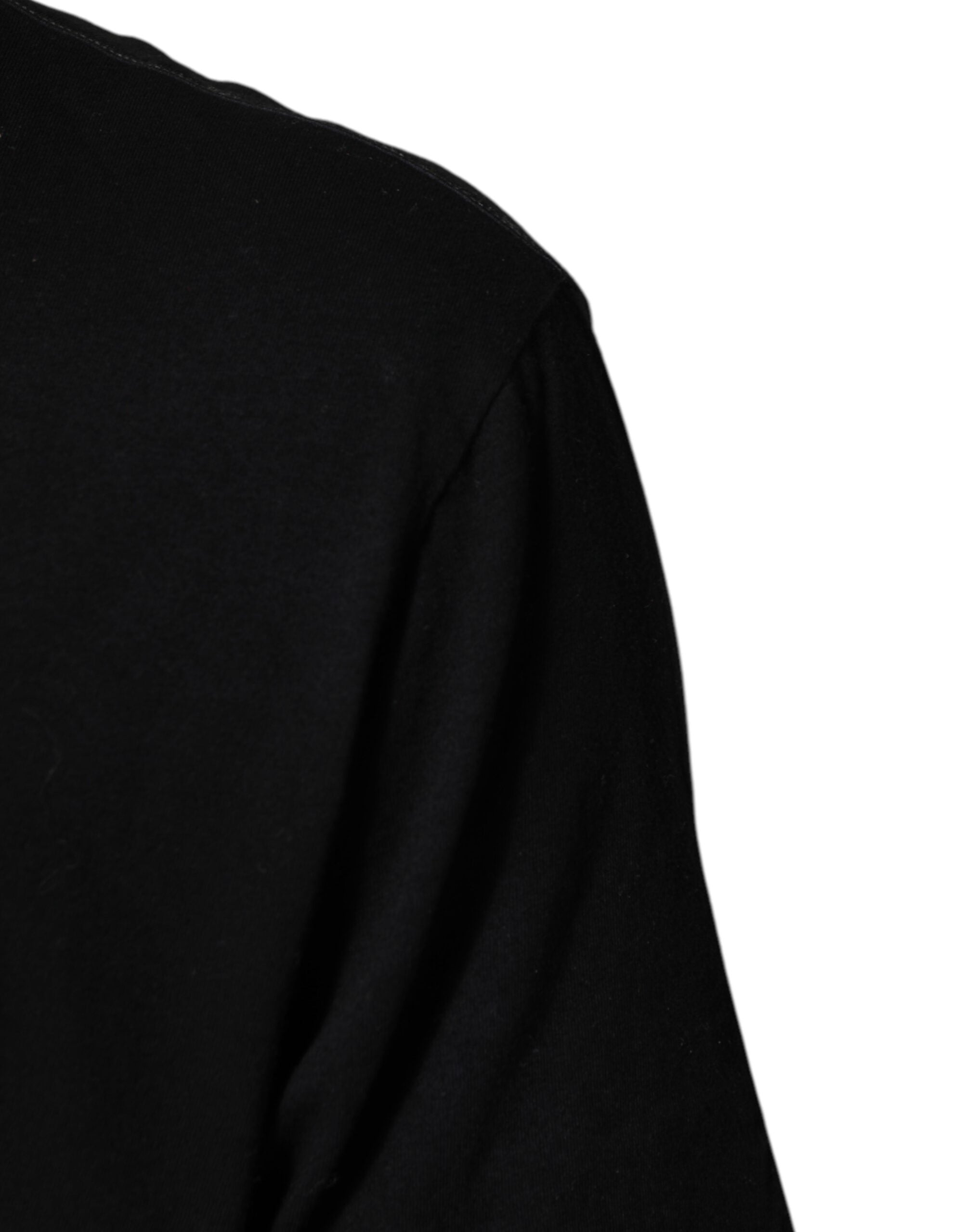 Black Musical Print Cotton Crew Neck T-shirt