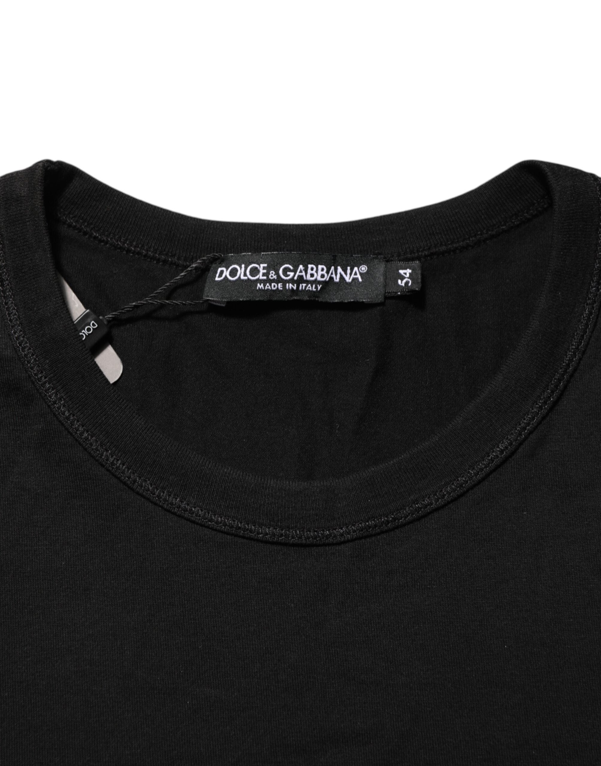 Black Logo Plaque Cotton Crew Neck T-shirt