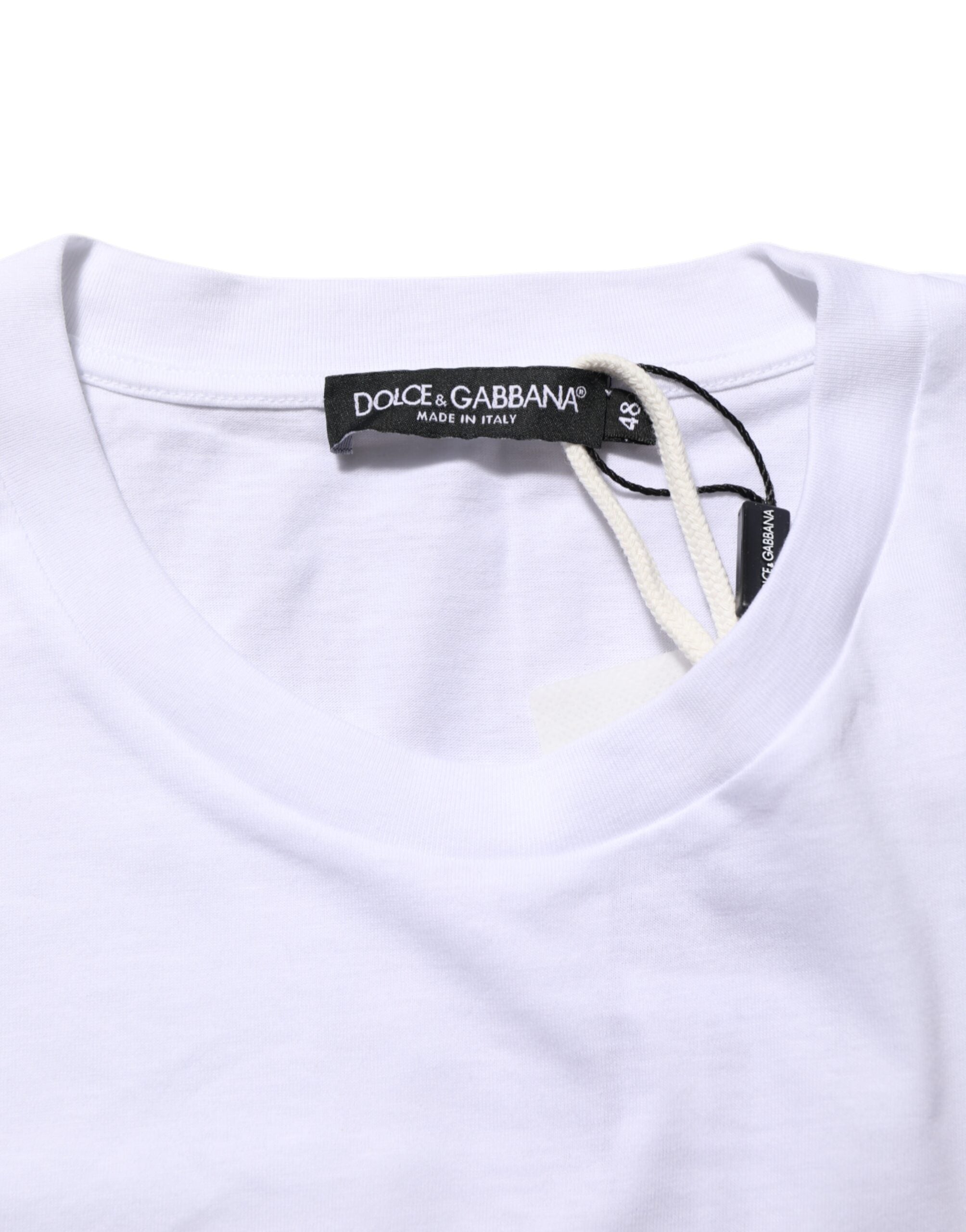White Graphic Print Cotton Crew Neck T-shirt