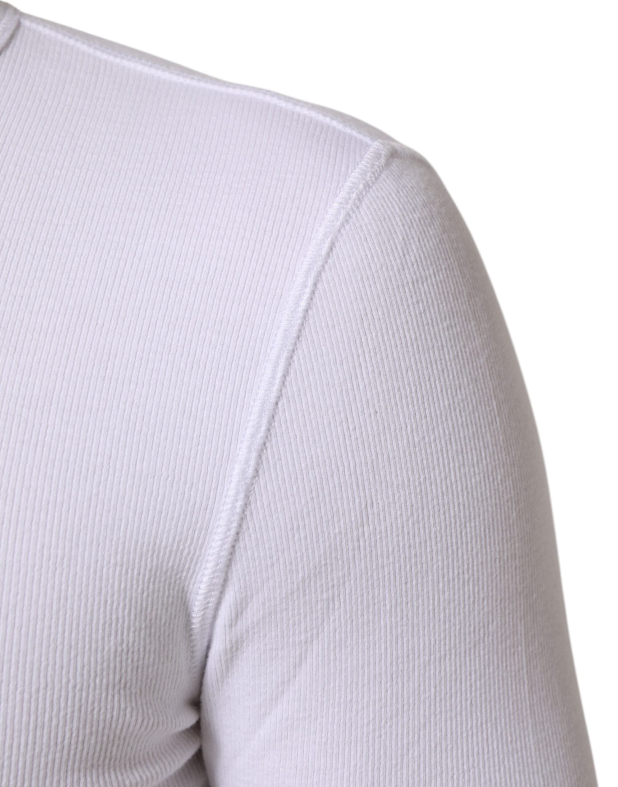 White Long Sleeves Button Closure T-shirt