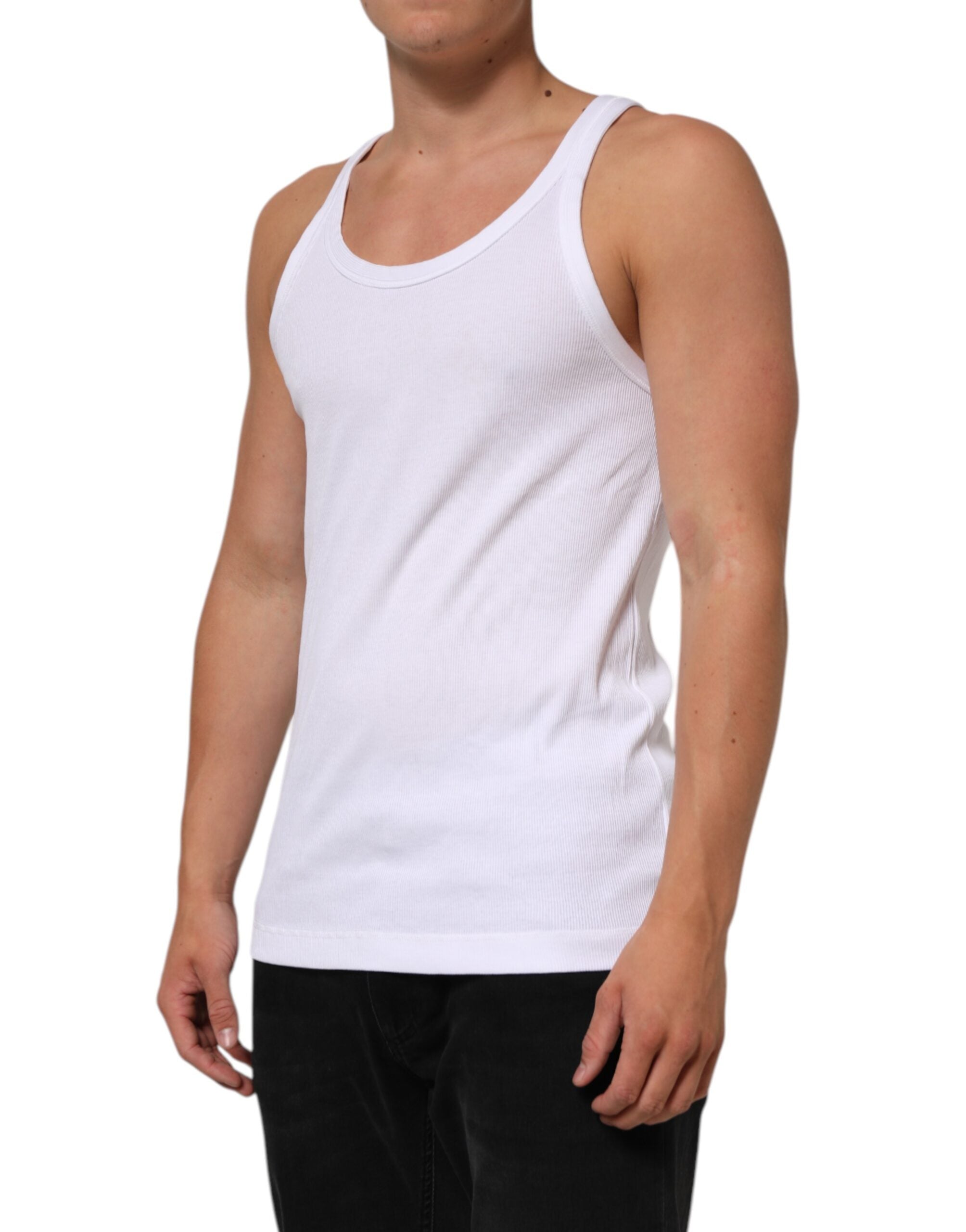 White Sleeveless Round Neck Tank T-shirt