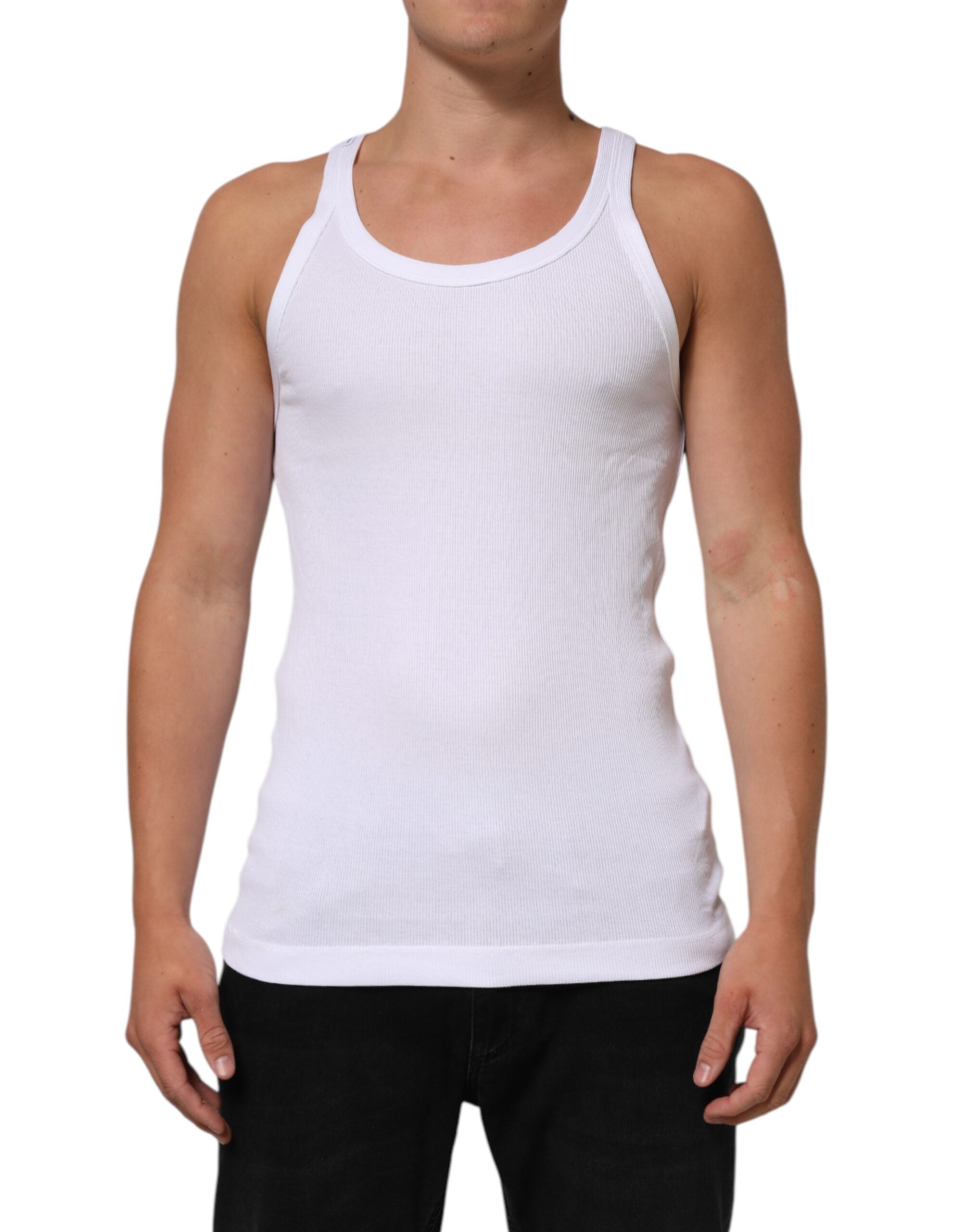 White Sleeveless Round Neck Tank Top T-shirt