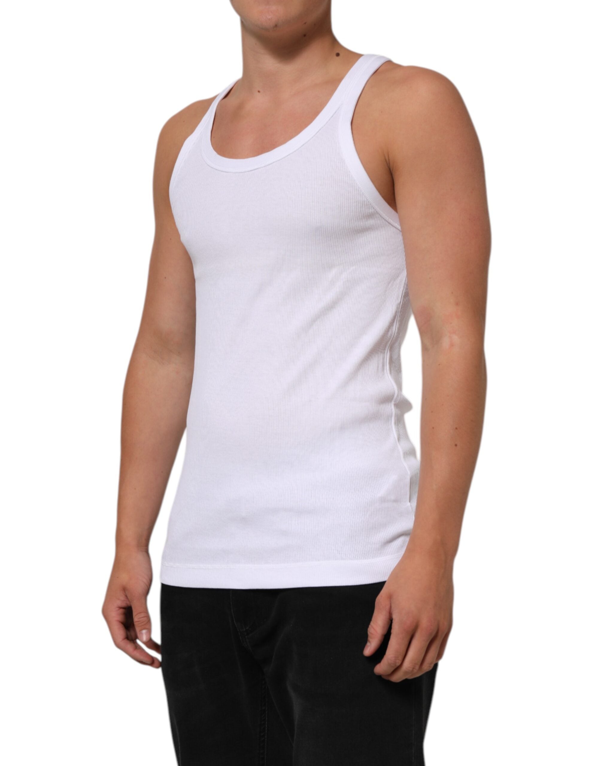 White Sleeveless Round Neck Tank Top T-shirt