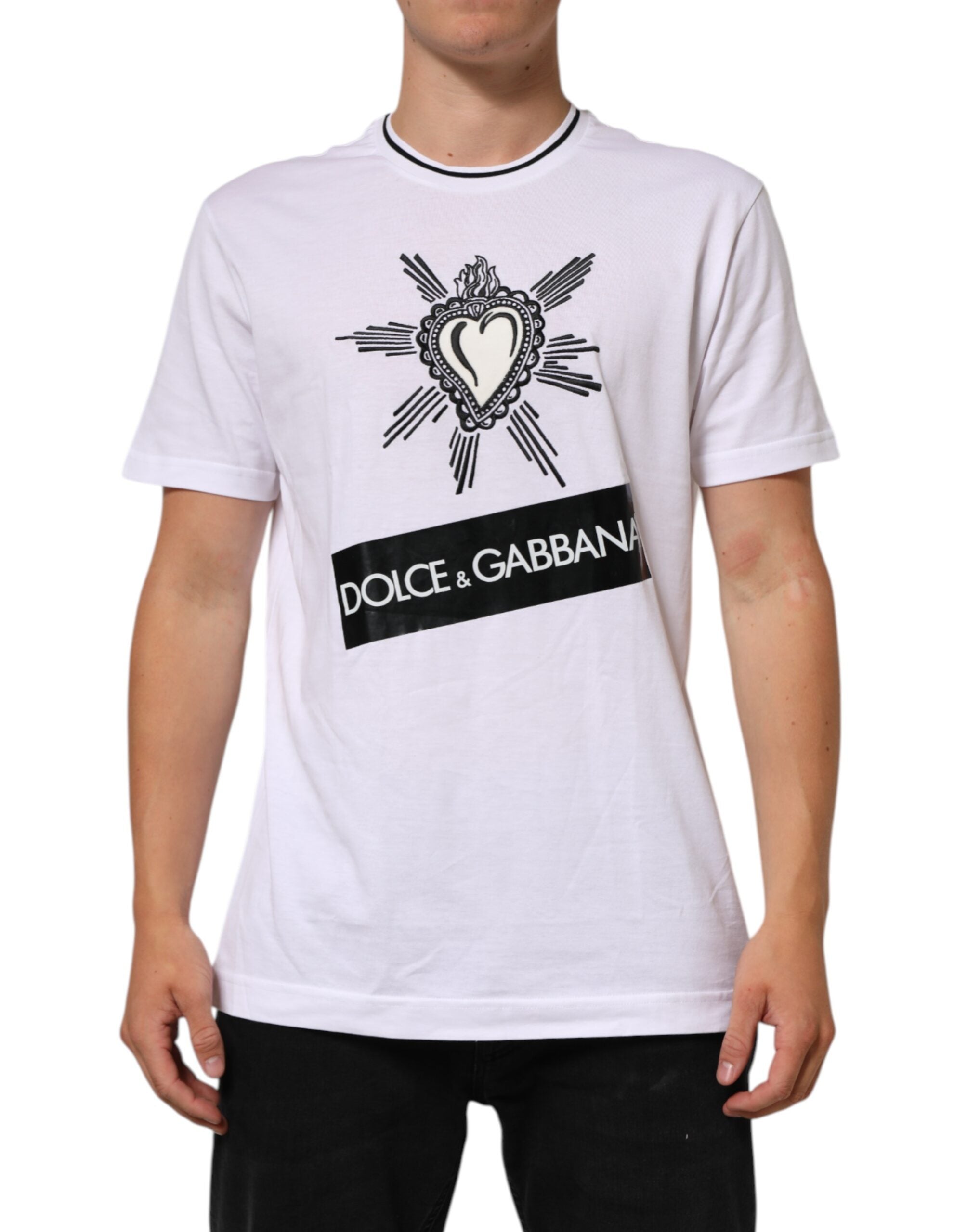 White Sacred Heart Short Sleeve Men T-shirt