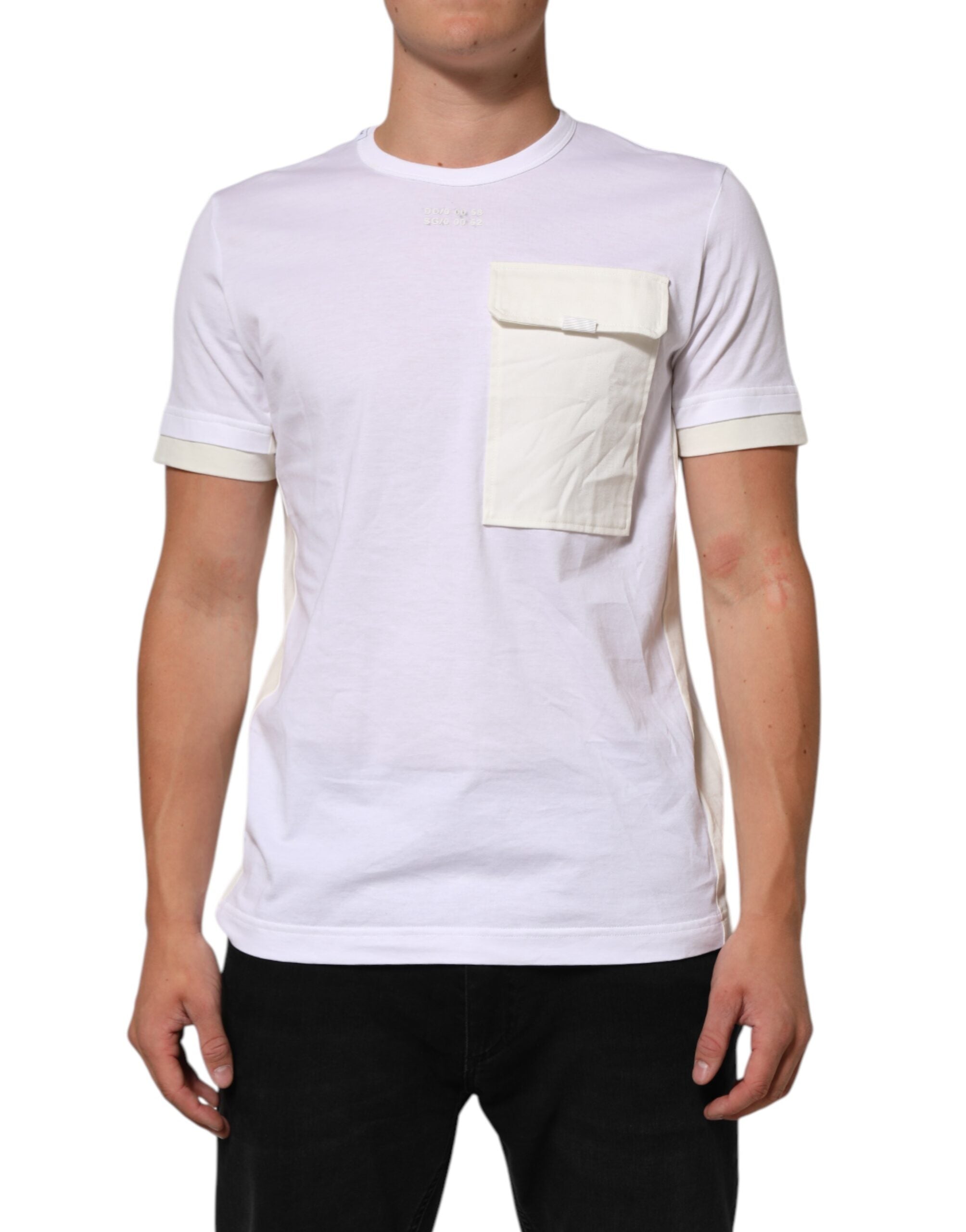 White Cotton Pocket Short Sleeves Men T-shirt