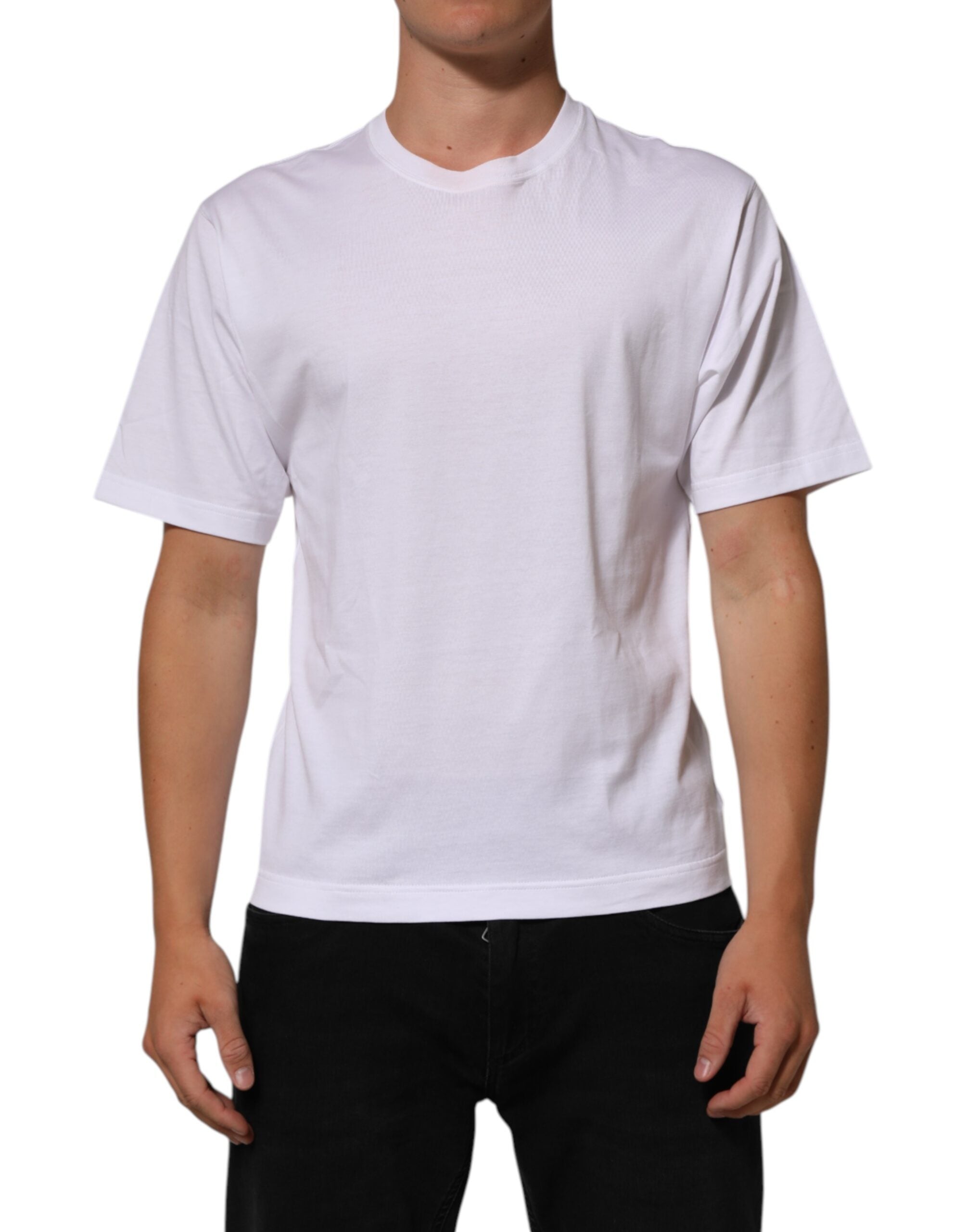 White Angel Print Cotton Men Crew Neck T-shirt