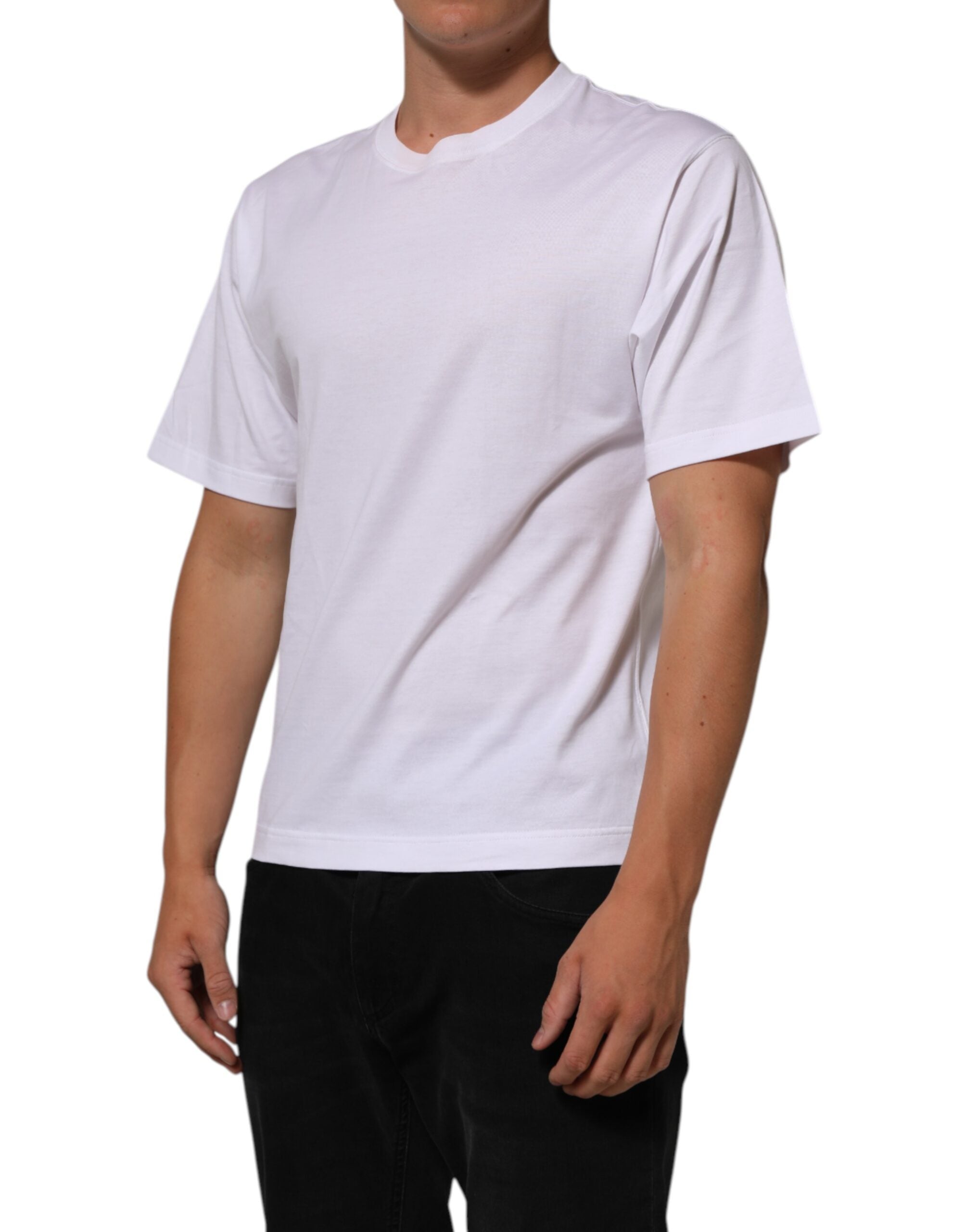White Angel Print Cotton Men Crew Neck T-shirt