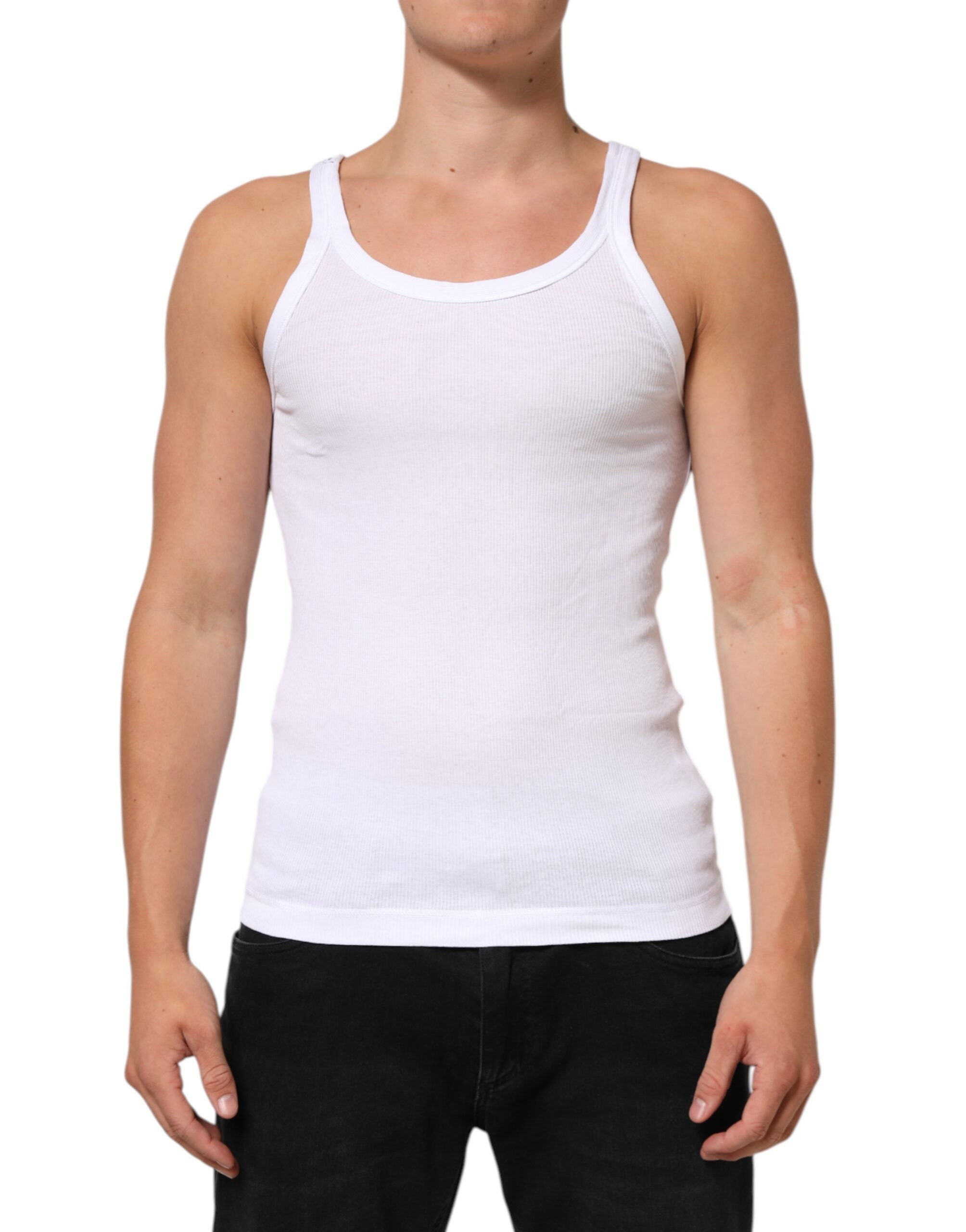 White Sleeveless Round Neck Tank Top T-shirt