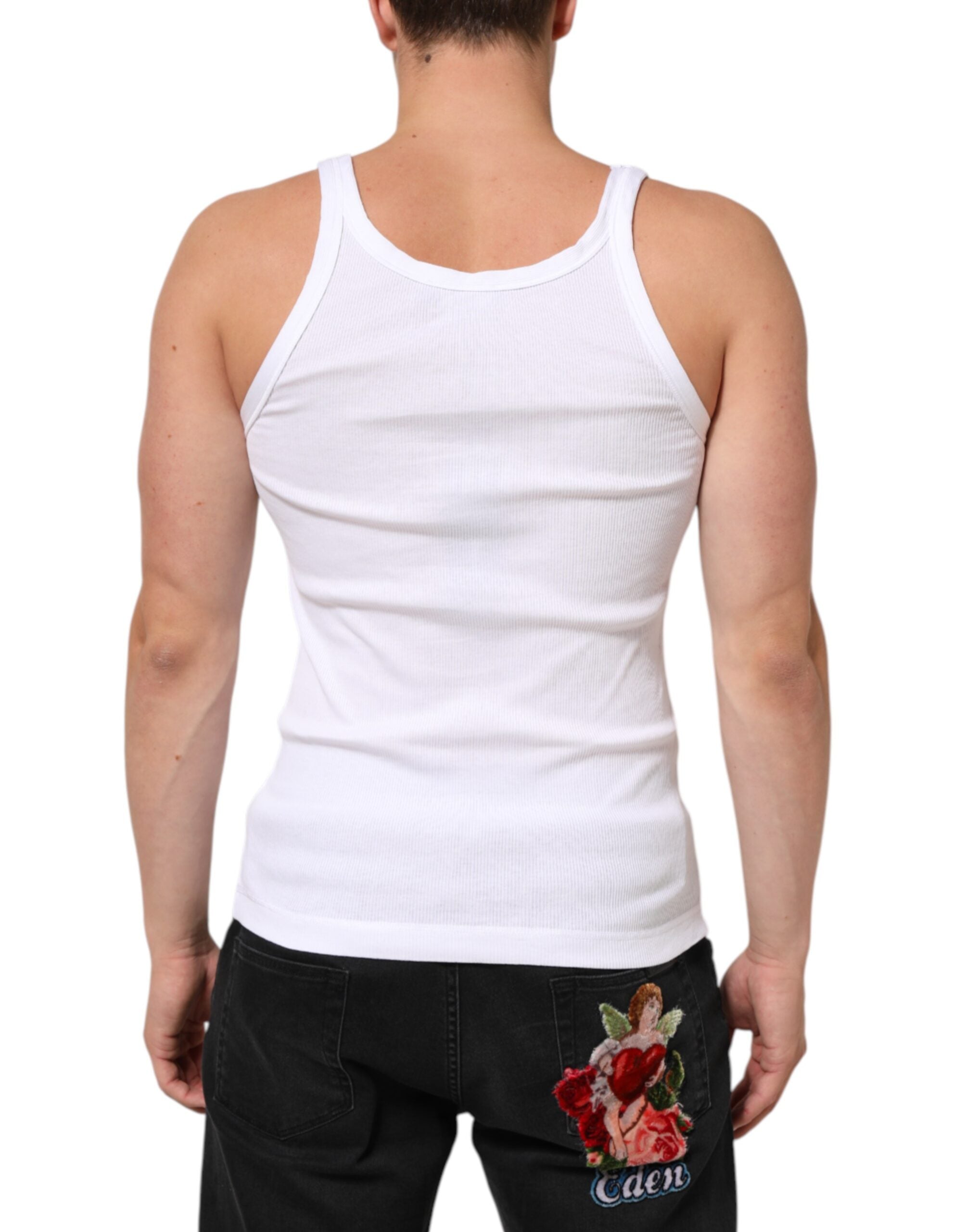 White Sleeveless Round Neck Tank Top T-shirt