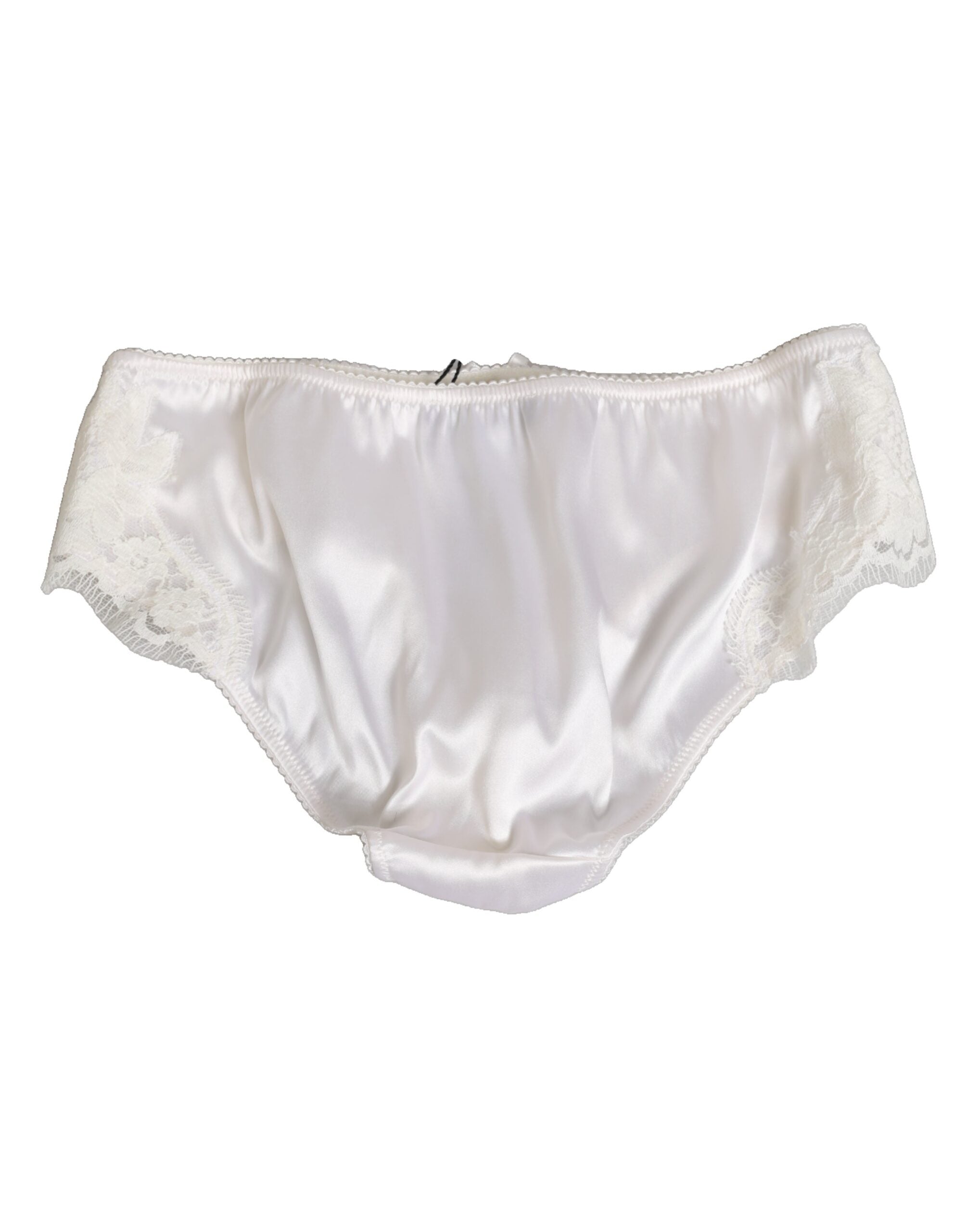 White Silk Satin Floral Lace Panty Brief Underwear