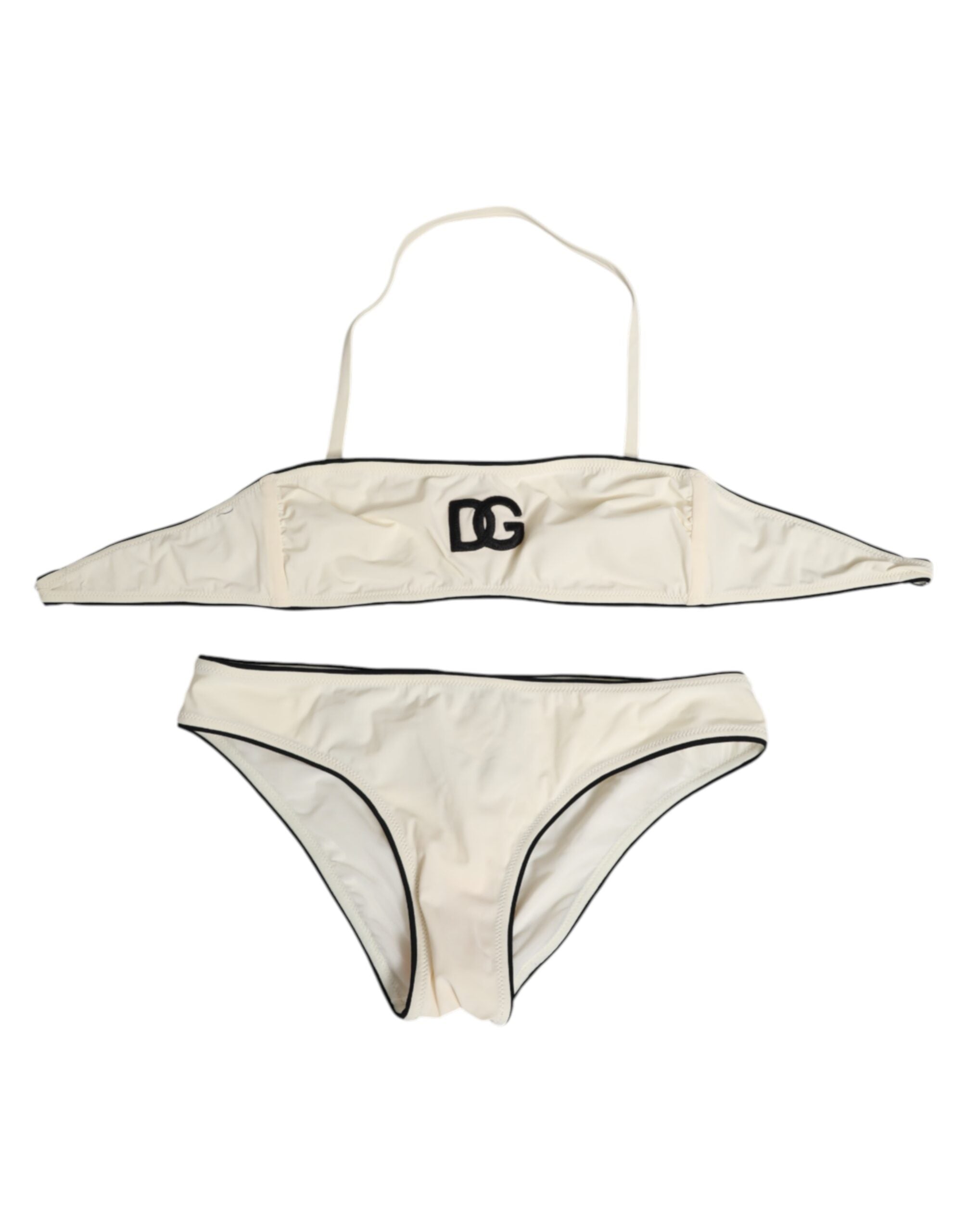 Beige Logo Swimsuit 2 Piece Top Bottom Swimwear