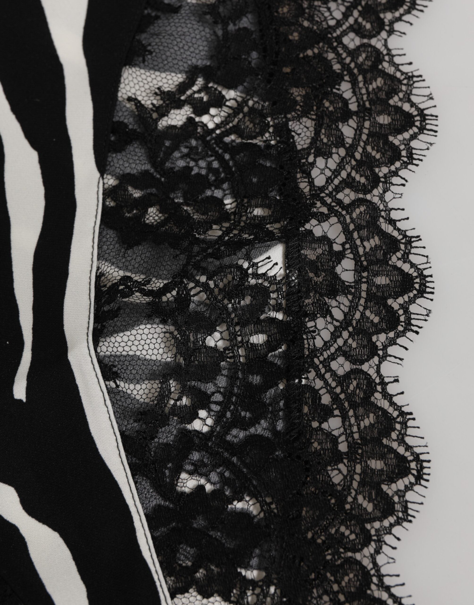 Black Silk Zebra Print Lace High Waist Underwear