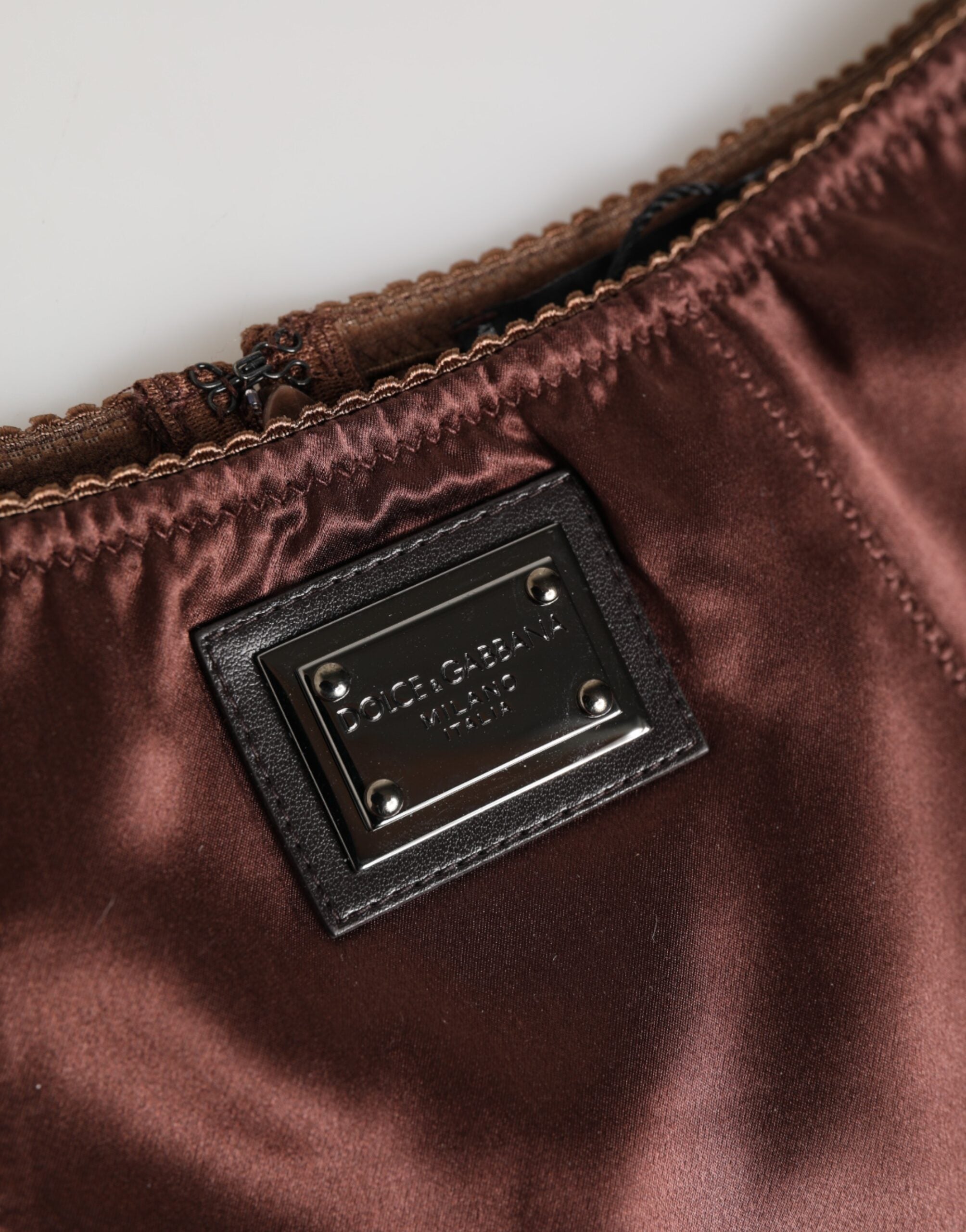 Brown Silk Stretch High Waist Girdle Underwear