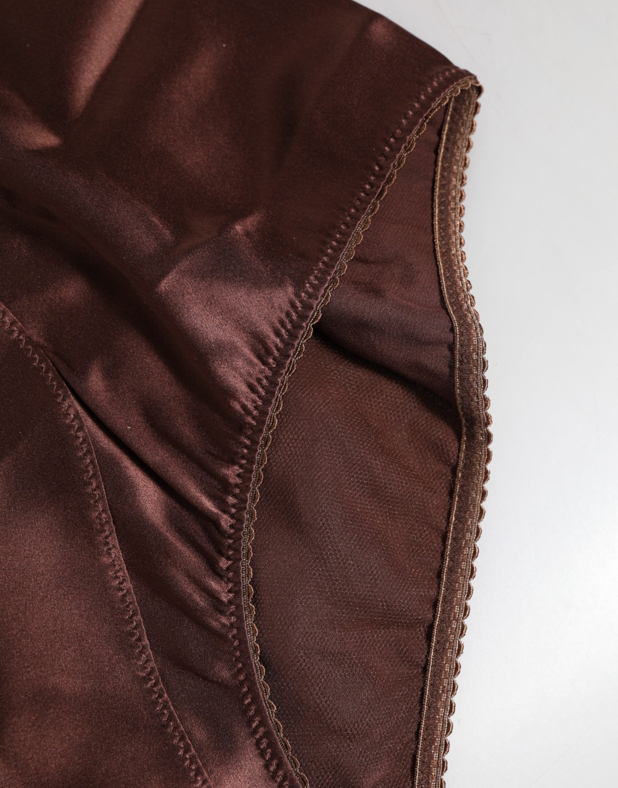 Brown Silk Stretch High Waist Girdle Underwear