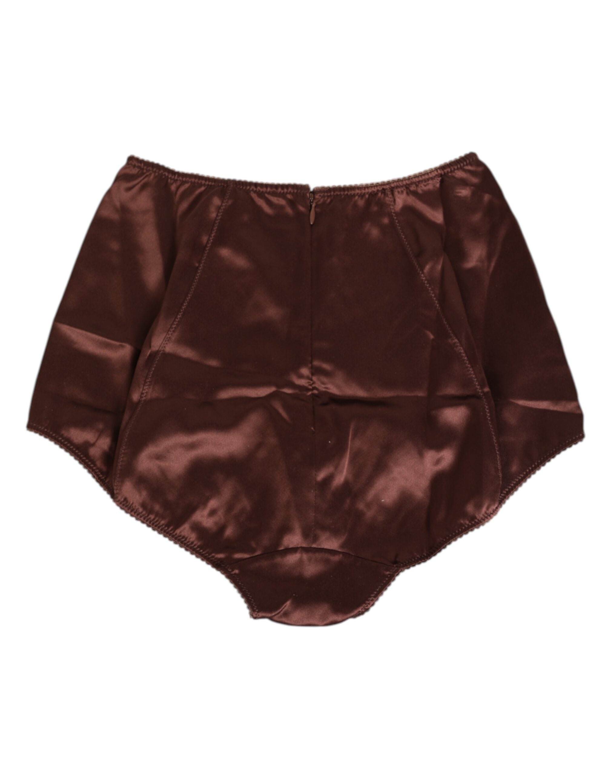 Brown Silk Stretch High Waist Girdle Underwear