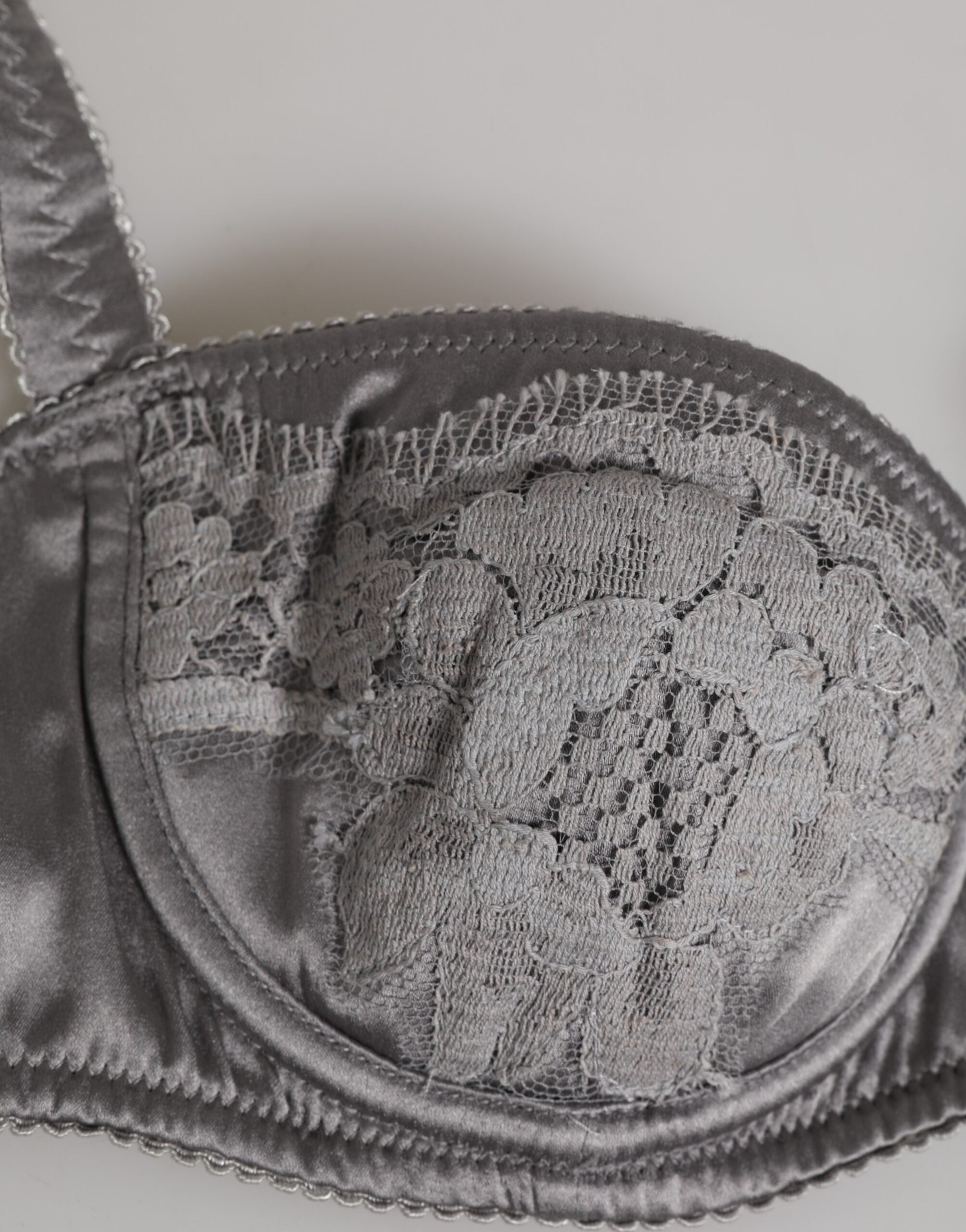 Gray Silk Underwired Balconette Bra Underwear