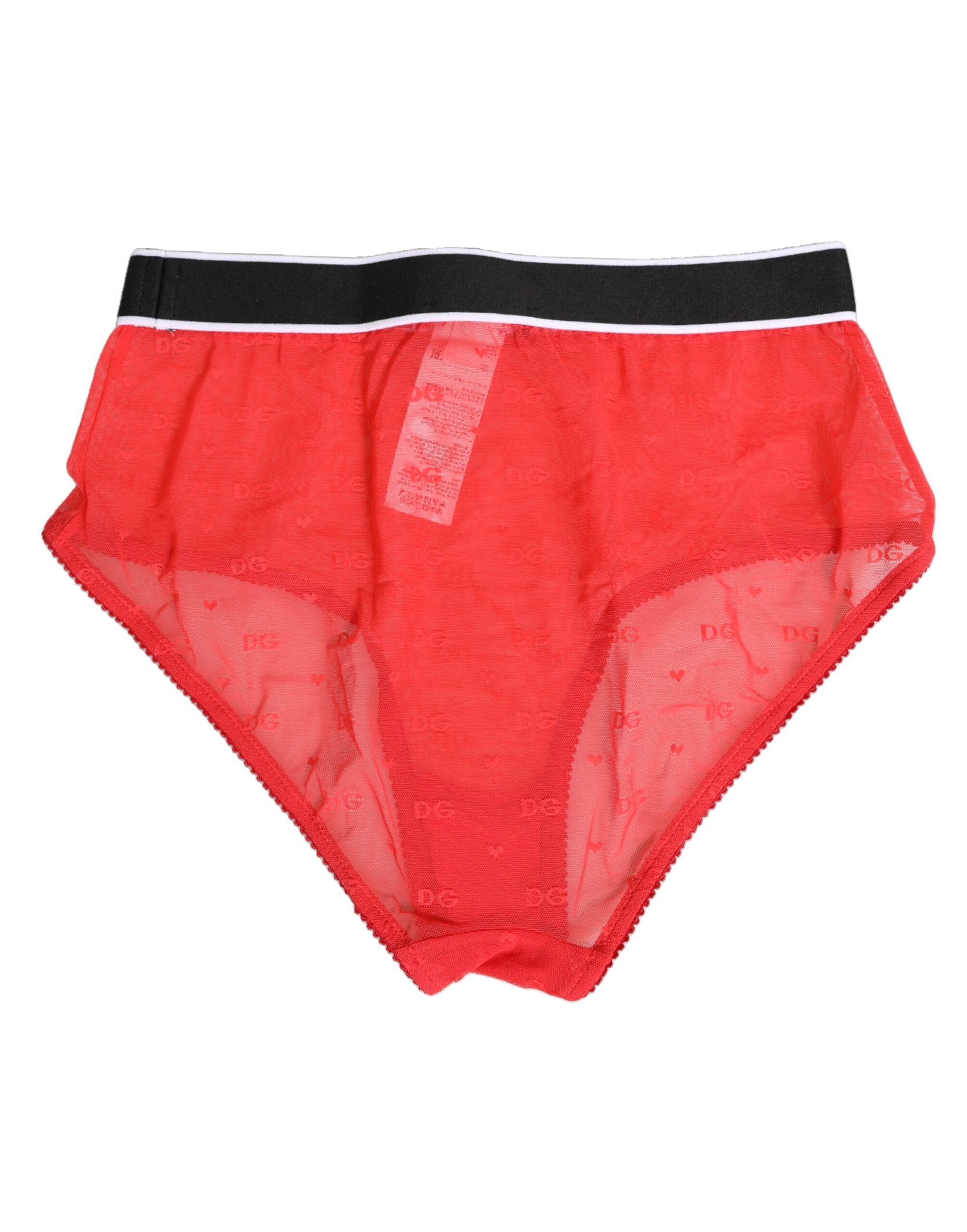 Red Nylon Logo Waistband Brief Panty Underwear