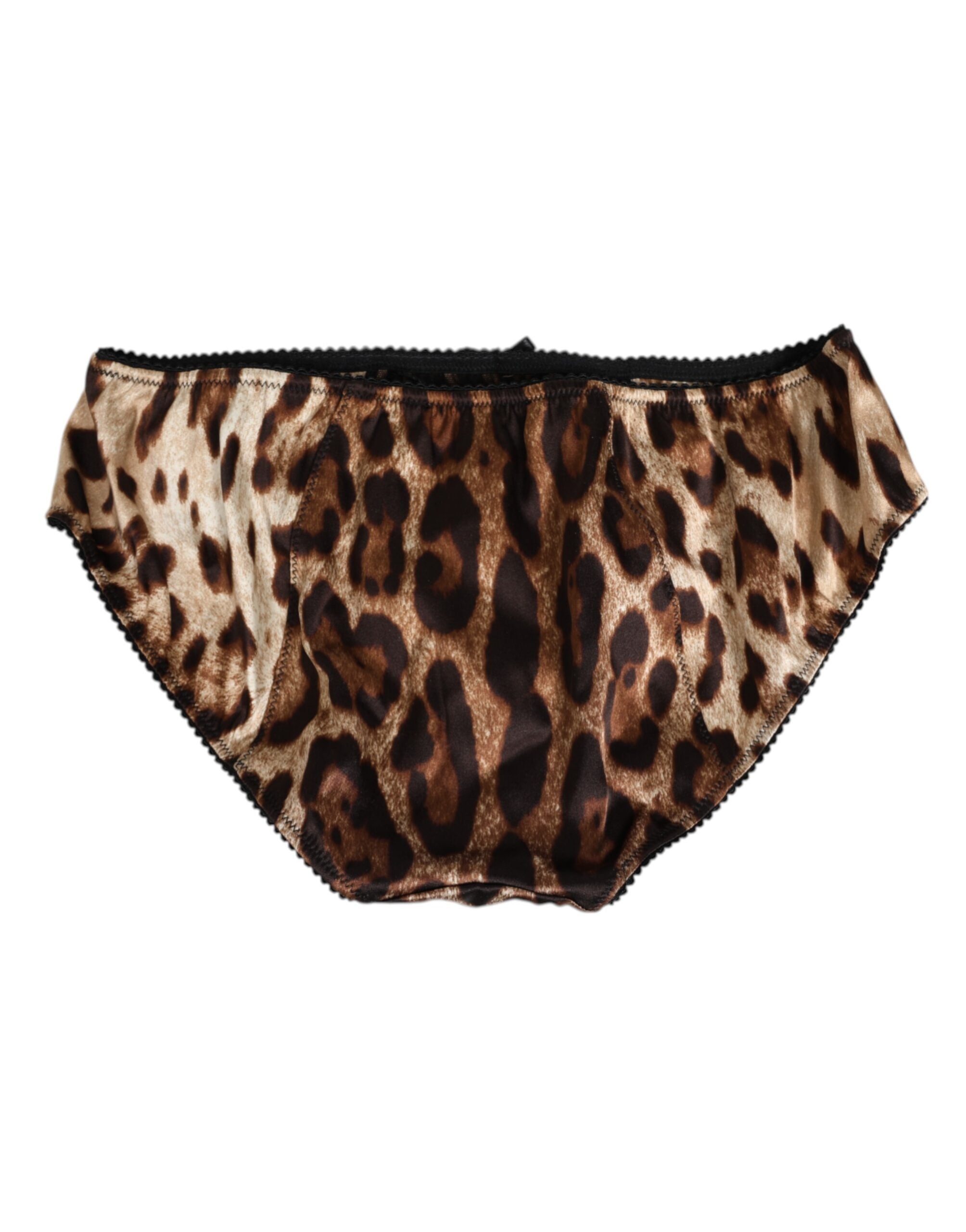 Brown Leopard Silk Mid Waist Panty Underwear