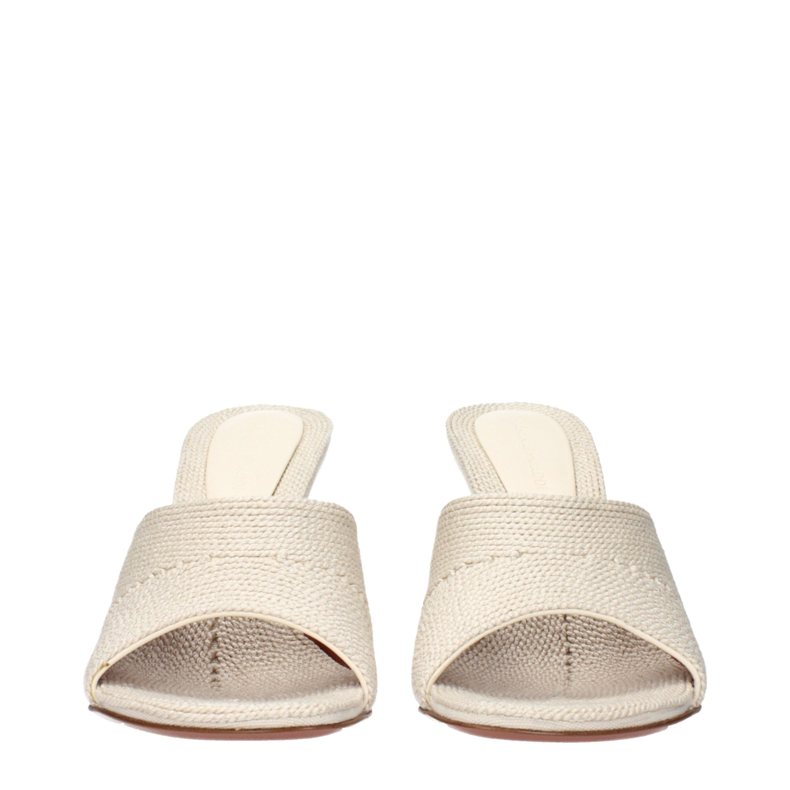 Beige Fabric Slippers