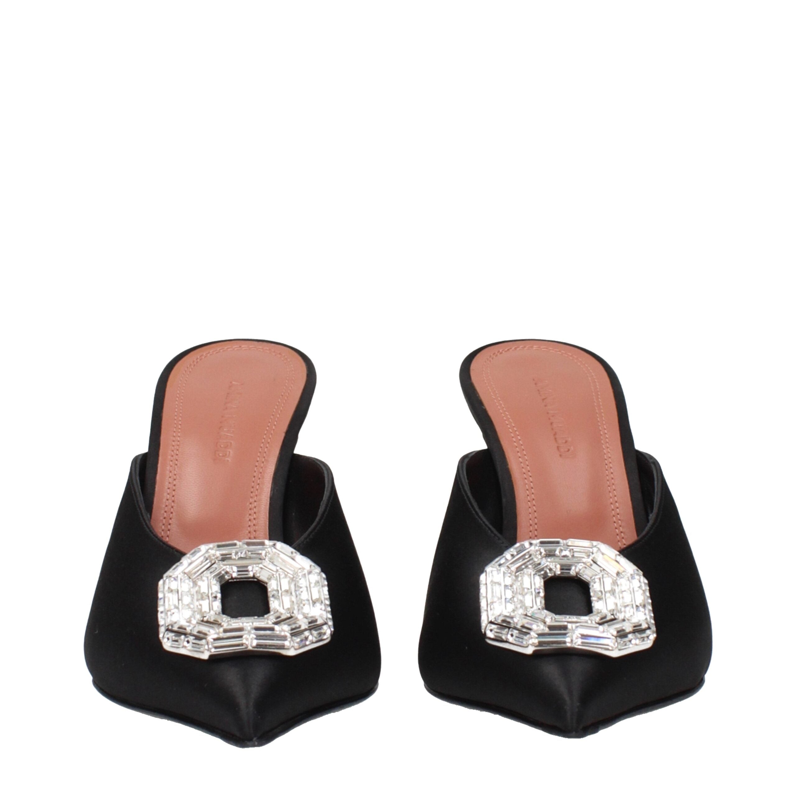 Black Satin High Heel Pumps