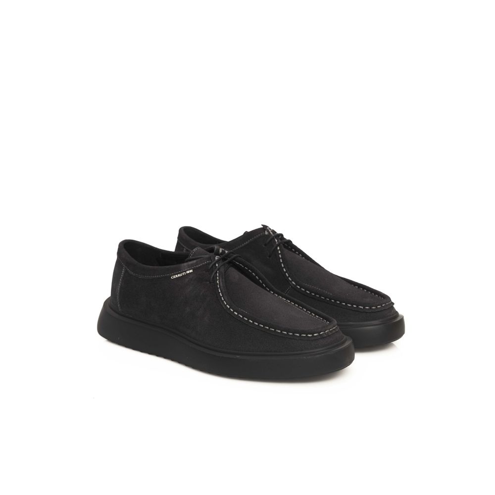 Black Cowhide Men Derby Shoe