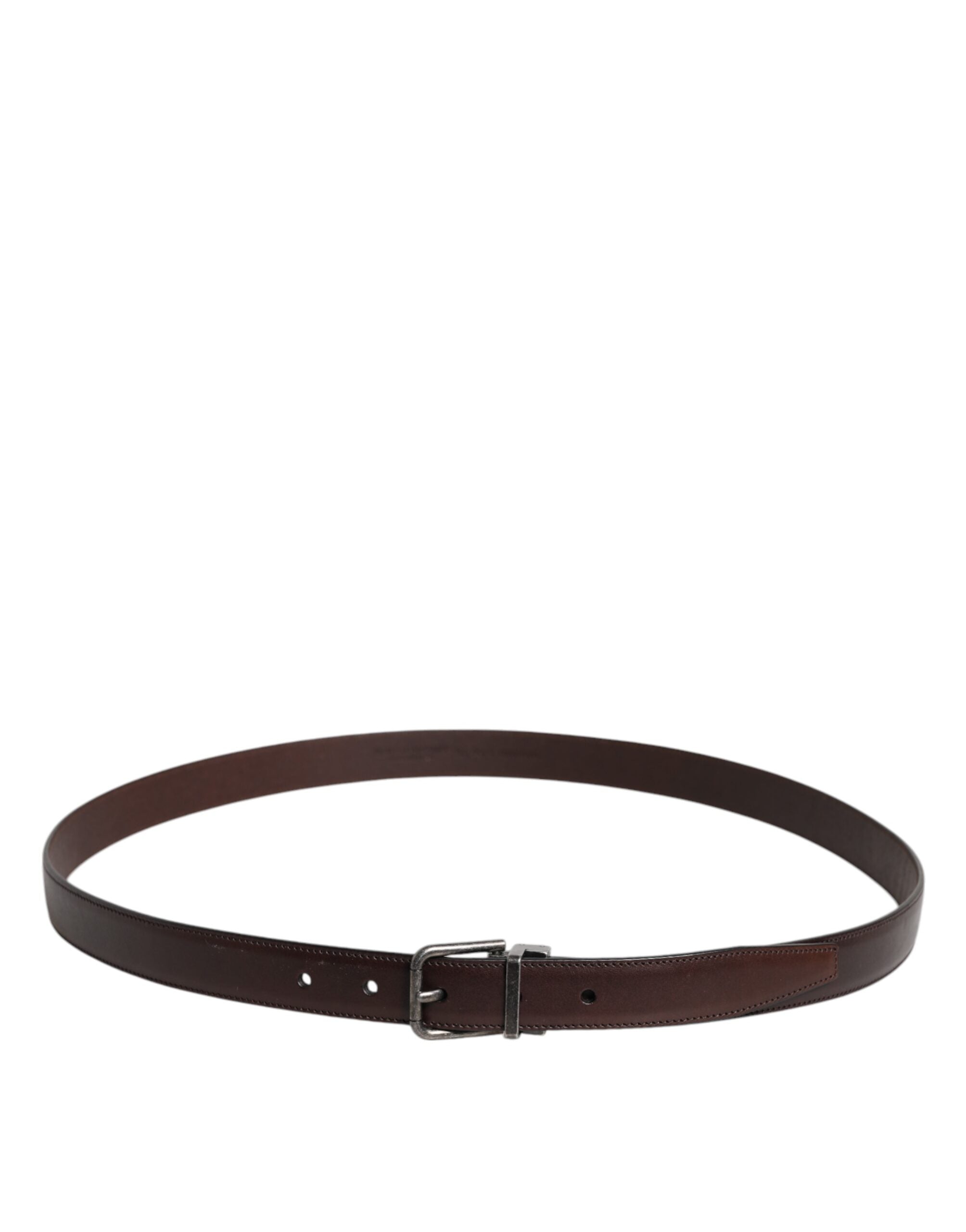Dark Brown Leather Antique Silver Buckle Belt