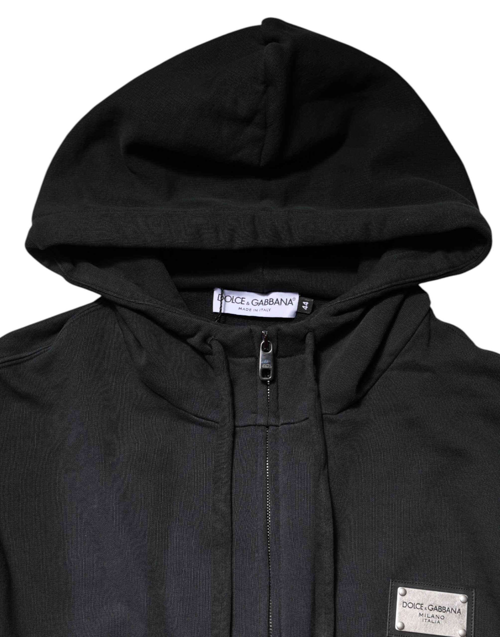 Black Logo Full Zip Hooded Sweatshirt Sweater
