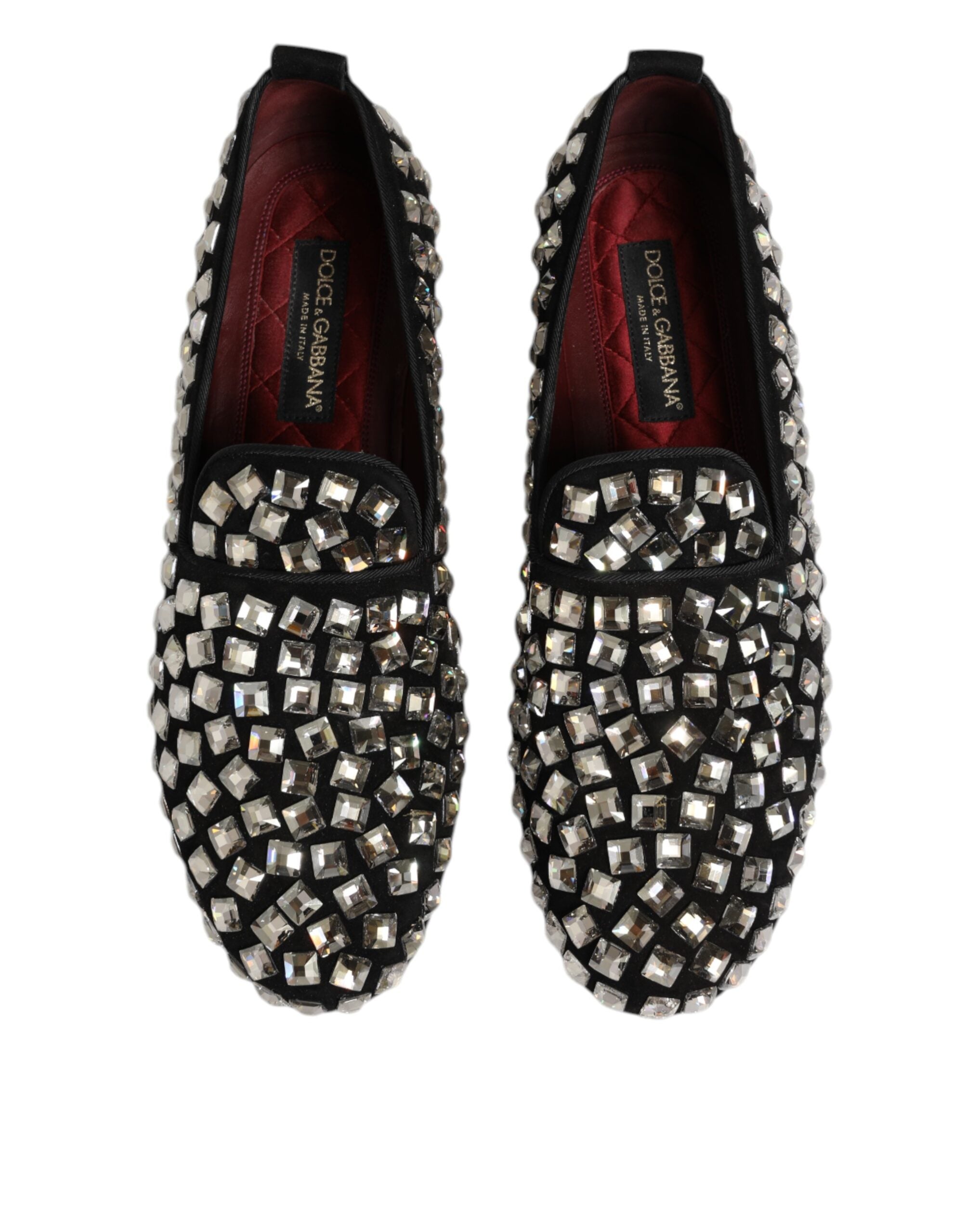 Black Suede Crystals Loafers Men Dress Shoes
