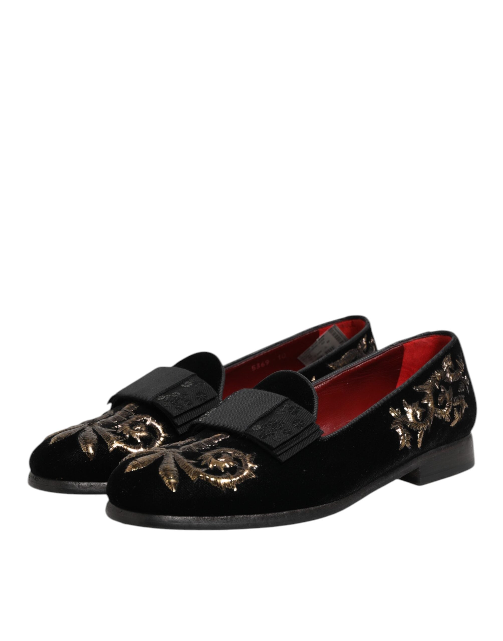 Black Velvet Embroidery Formal Loafers Shoes