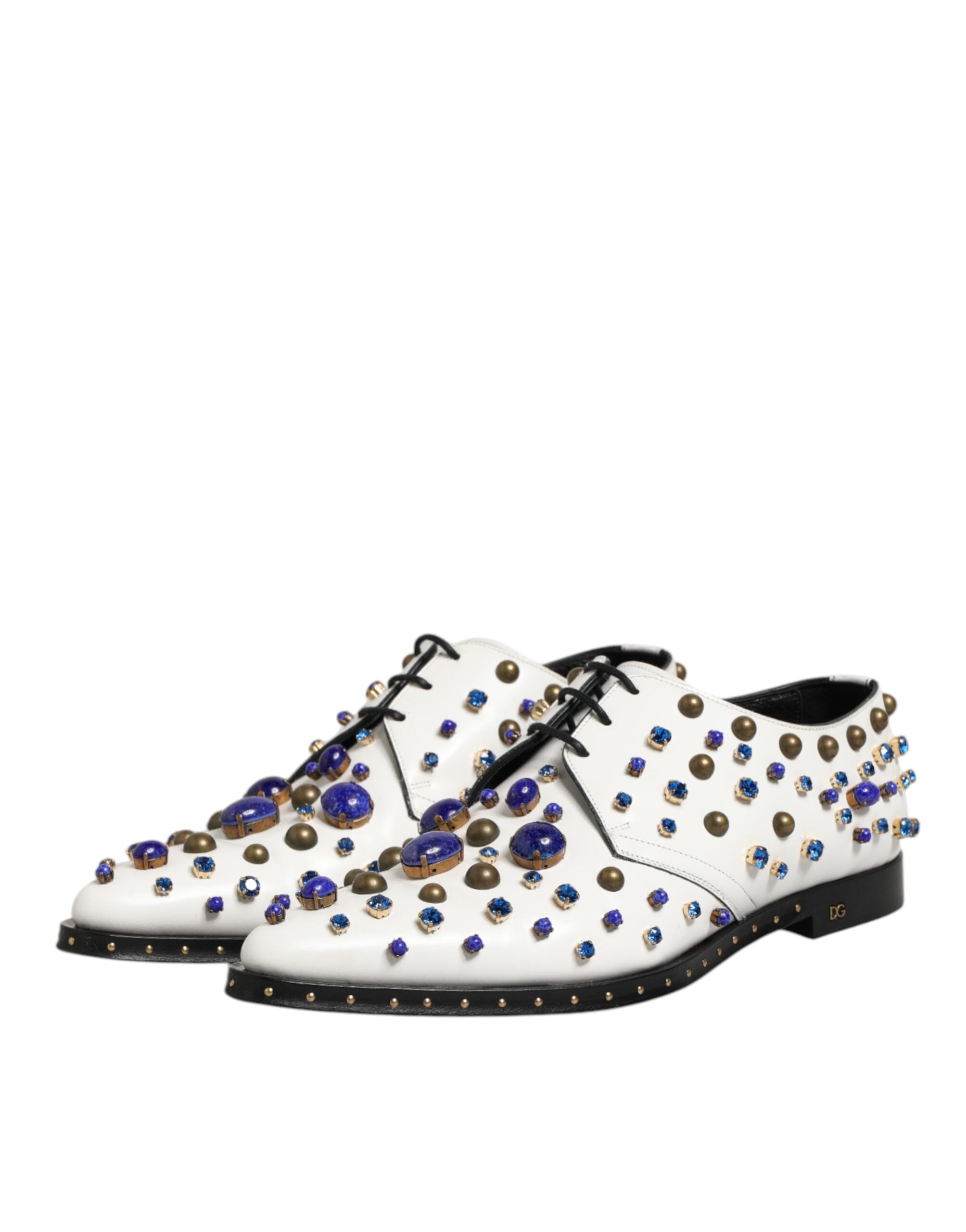 White Leather Crystals Embellished Dress  Shoes