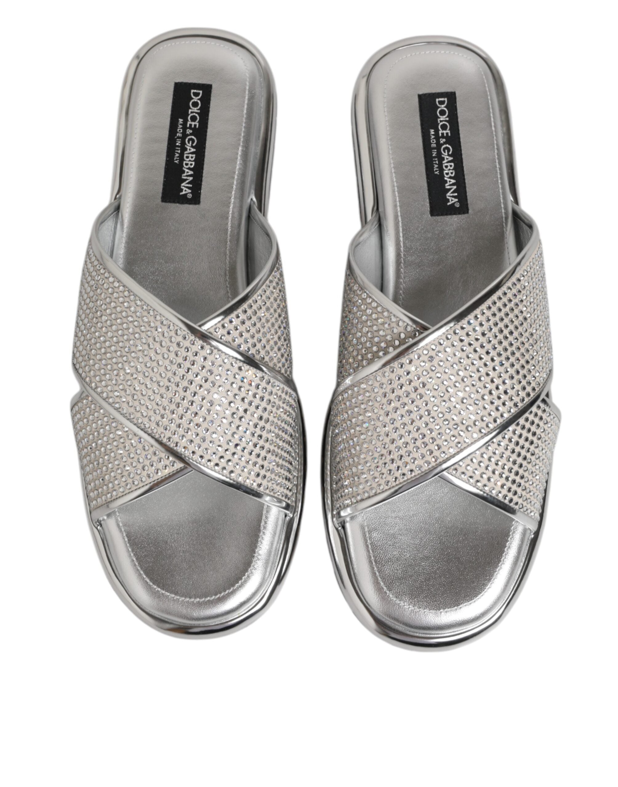 Silver Strass Slides Flats Slippers Shoes