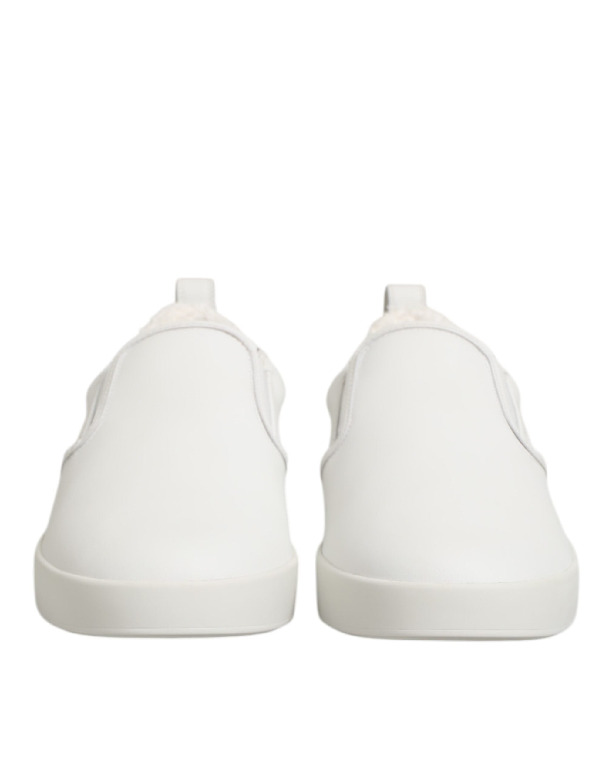 White Leather Low Top Slip On Sneakers Shoes