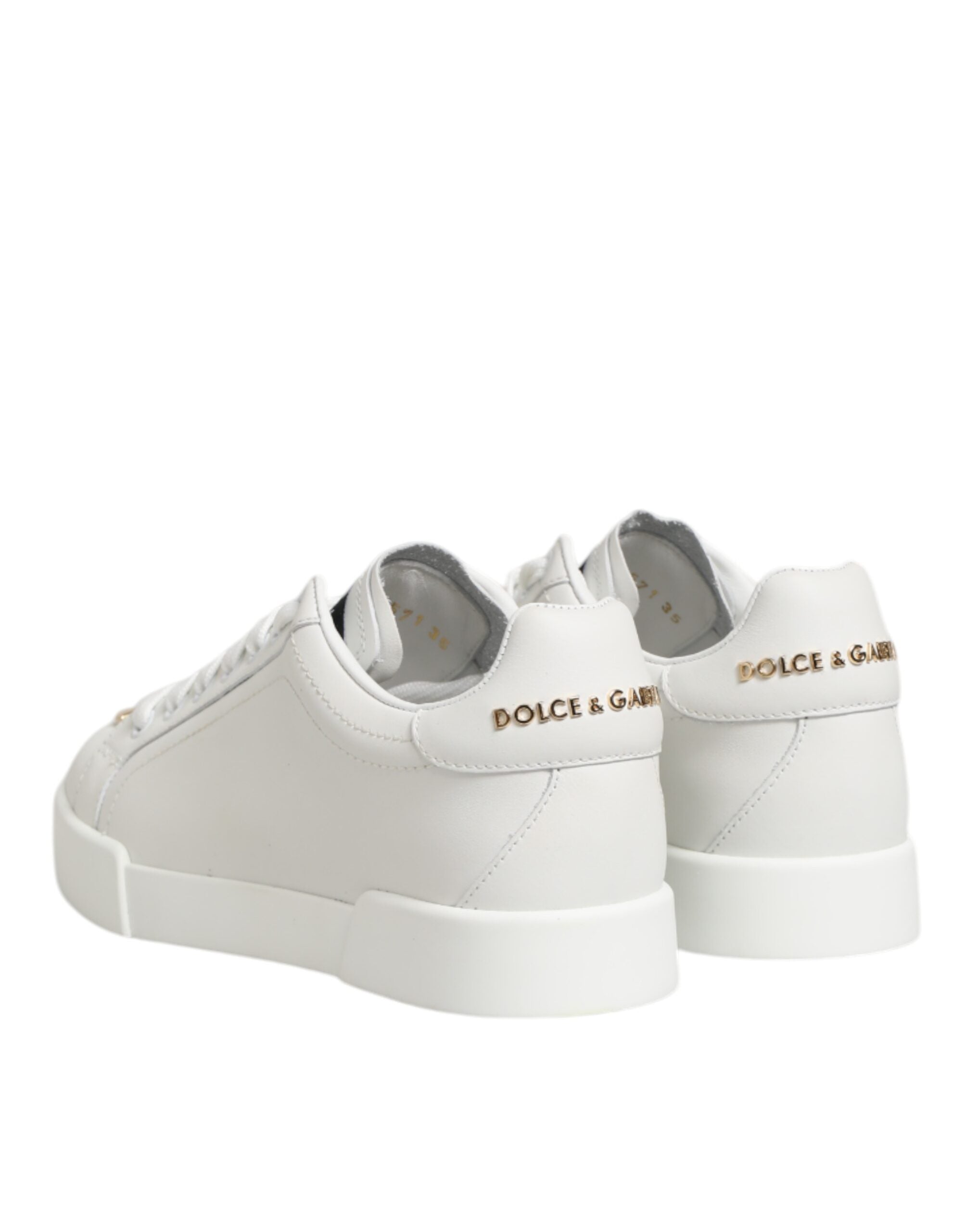 White DG Leather Low Top Sneakers Shoes