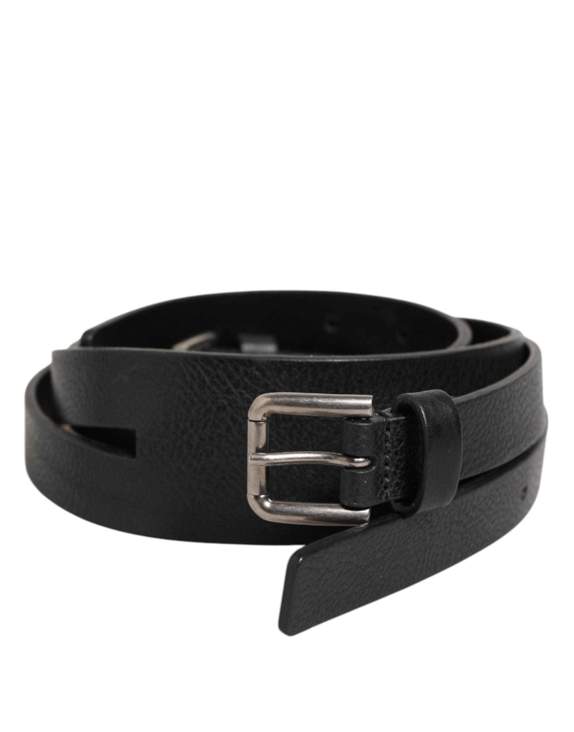 Black Double Strap Leather Gold Buckle Belt