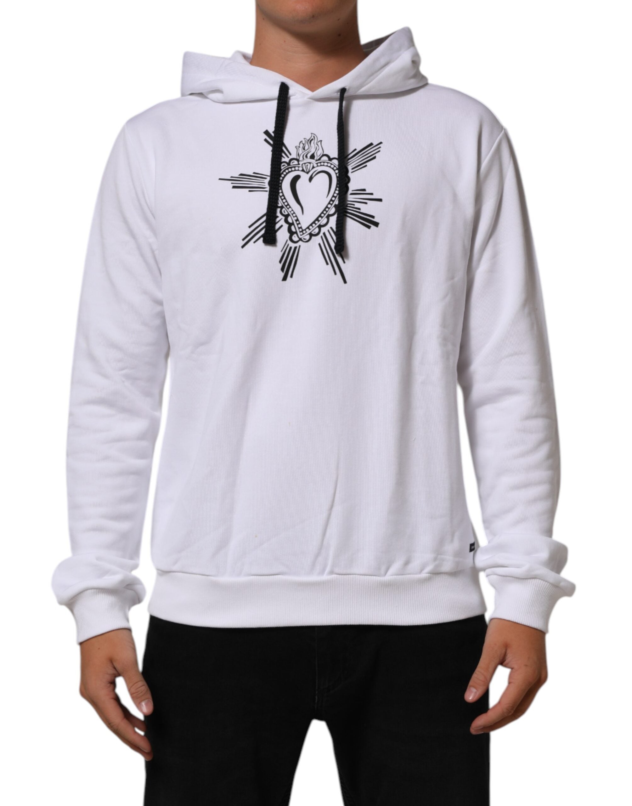 White Sacred Heart Hooded Sweatshirt Sweater