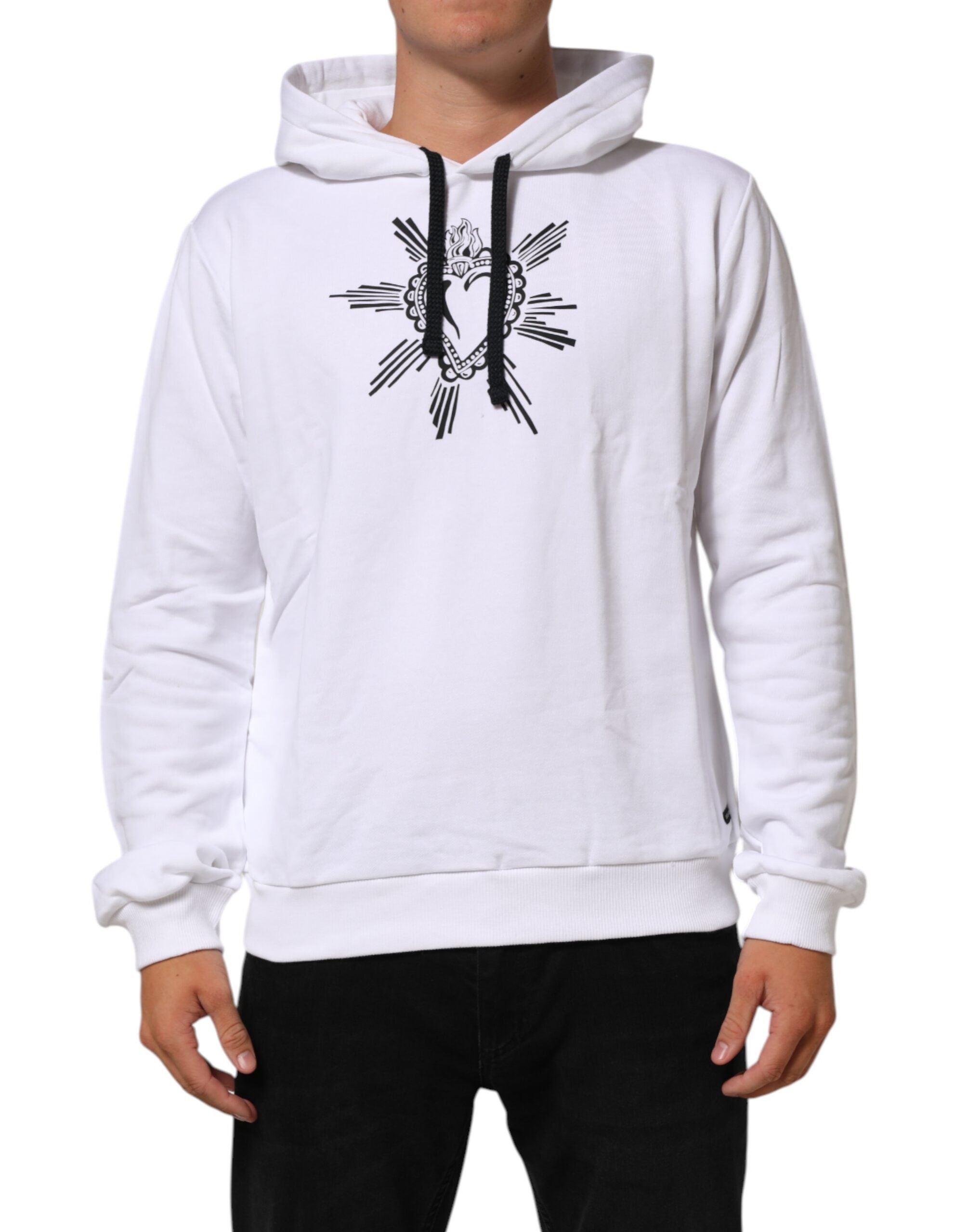 White Sacred Heart Hooded Sweatshirt Sweater