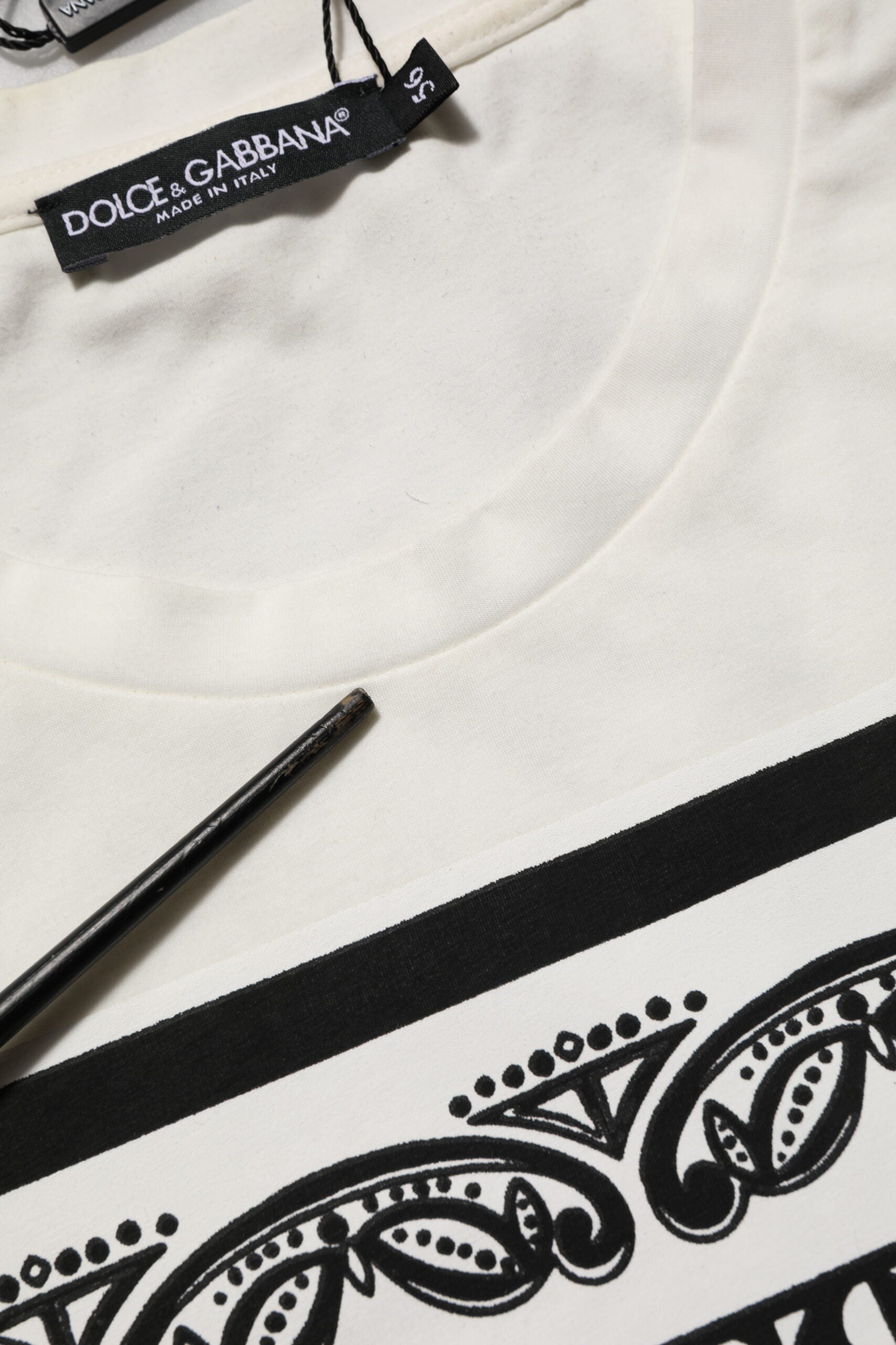 White Cotton Logo Bandana Print Men T-shirt