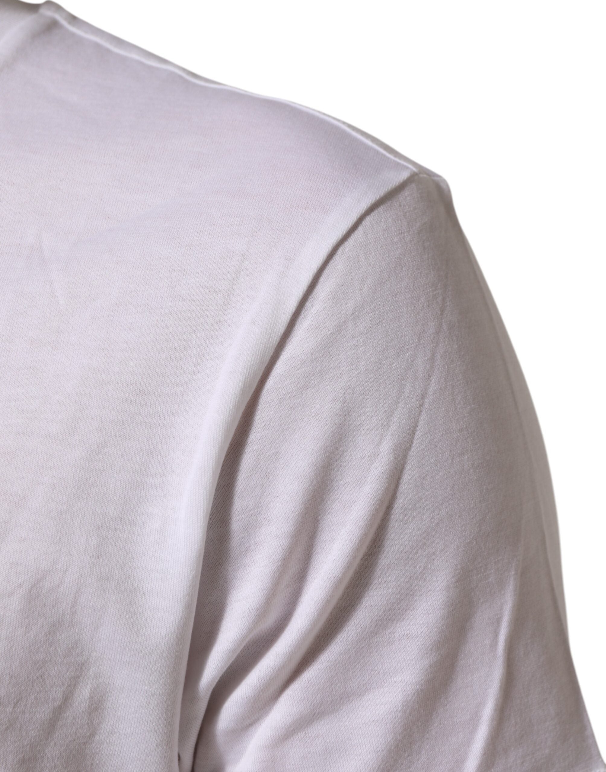 White Logo Print Cotton Crew Neck T-shirt