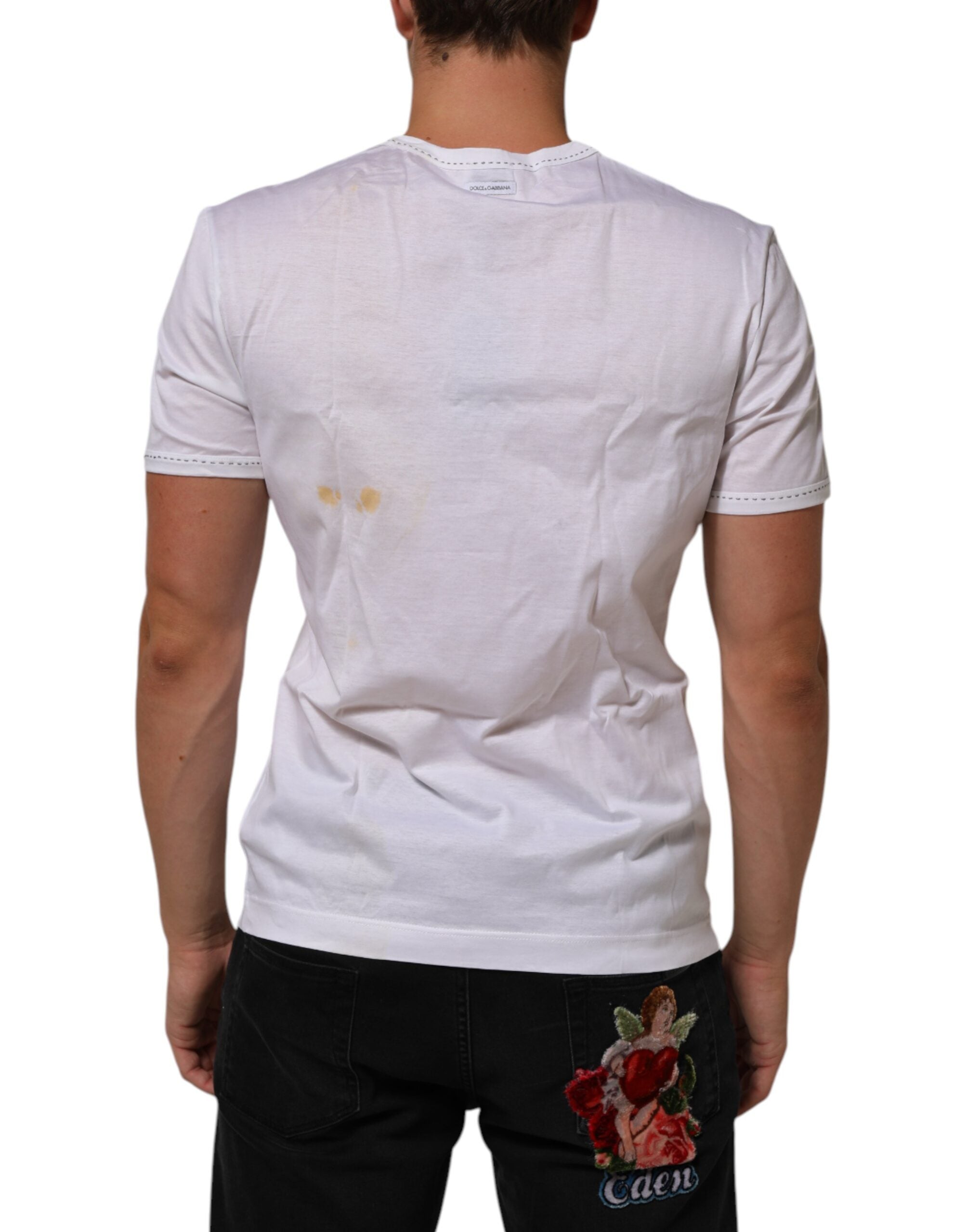 White Cotton Crew Neck Underwear Tee T-shirt