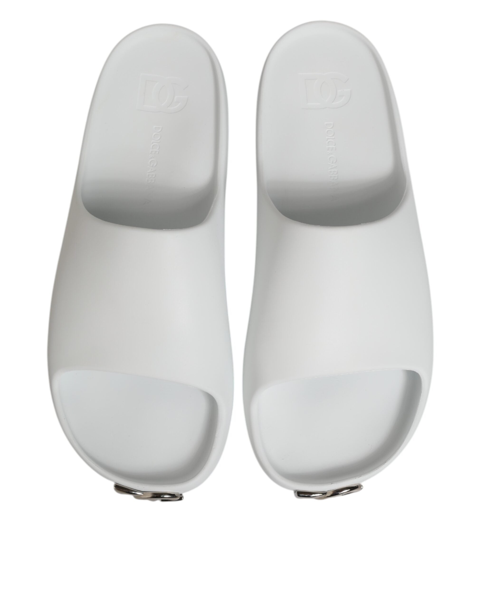 White Logo Slides Sandals Men Beachwear Shoes